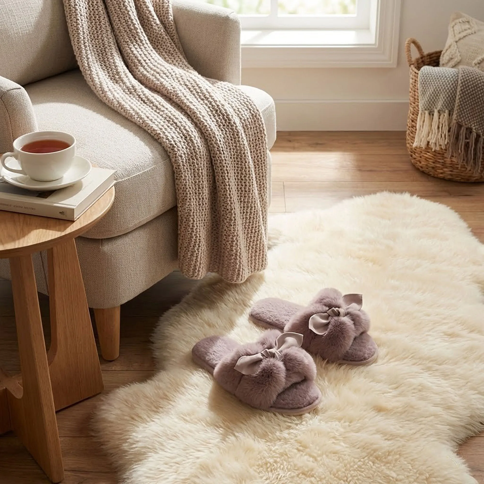 Anna-Kaci Women's Plush Slide Slippers with 3D Animal Ear Detail sold by Anna-Kaci product image thumbnail 3