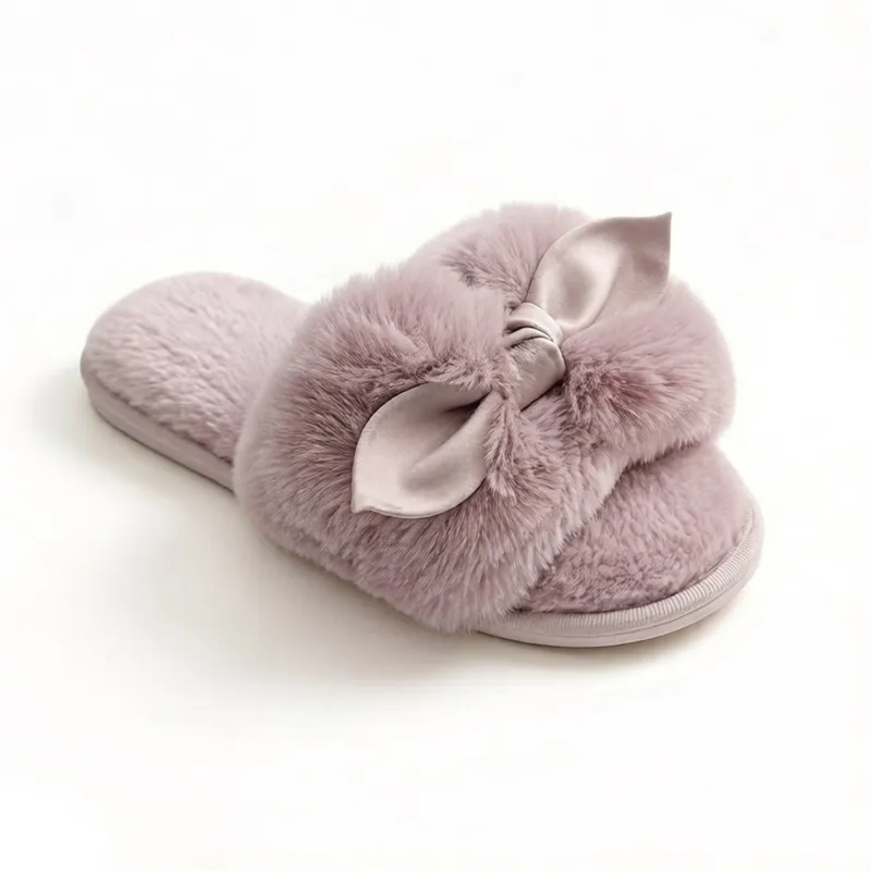 Anna-Kaci Women's Plush Slide Slippers with 3D Animal Ear Detail made by Anna-Kaci