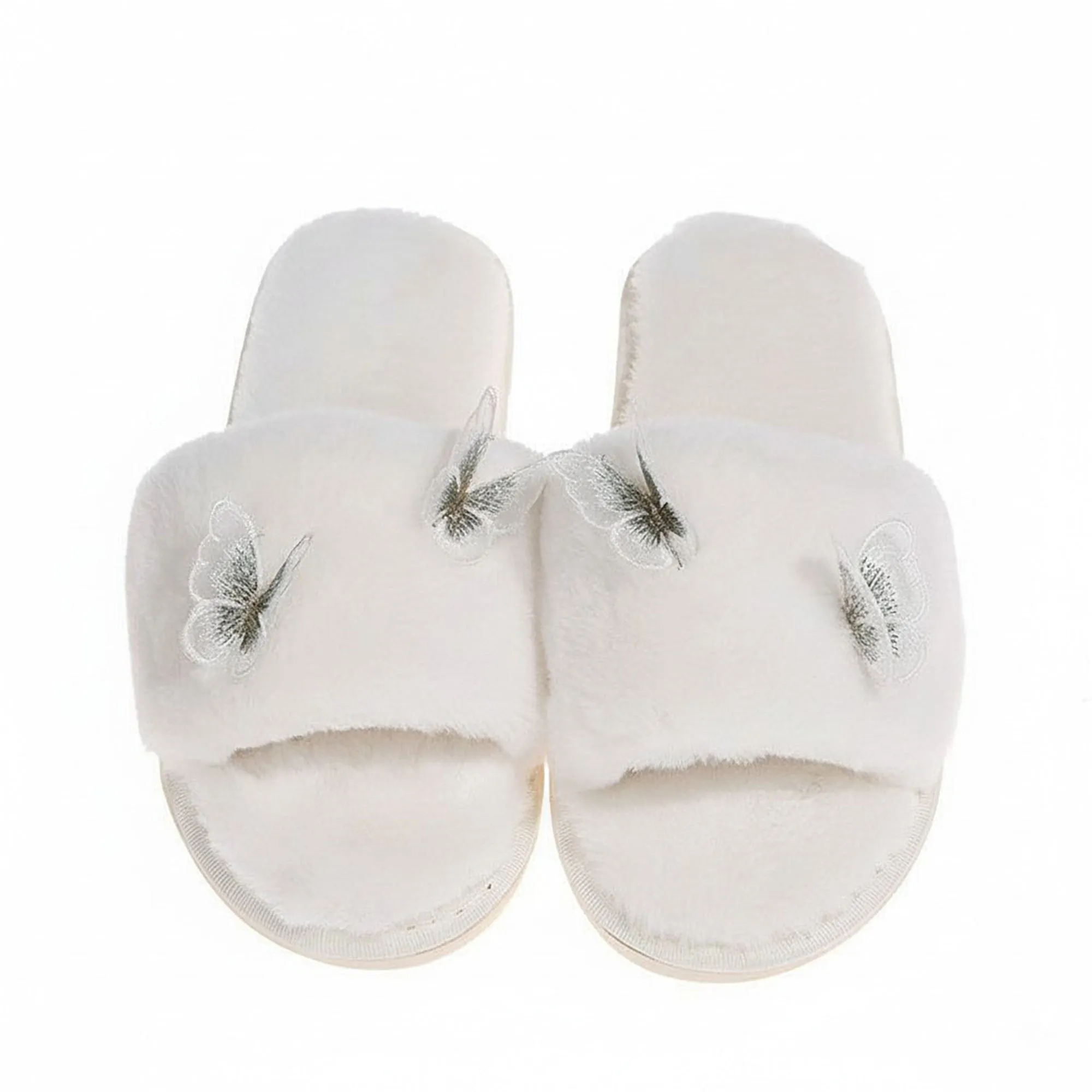 Anna-Kaci Women's Plush Slide Slippers with Embroidered Butterfly Detail sold by Anna-Kaci product image thumbnail 2
