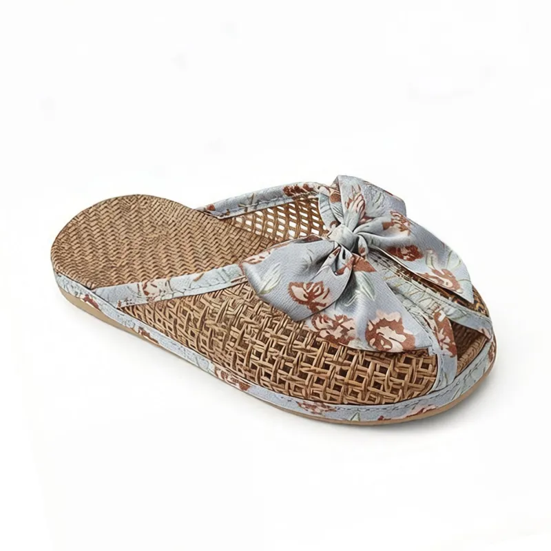 Anna-Kaci Women's Woven Indoor Slippers with Floral Bow Detail made by Anna-Kaci