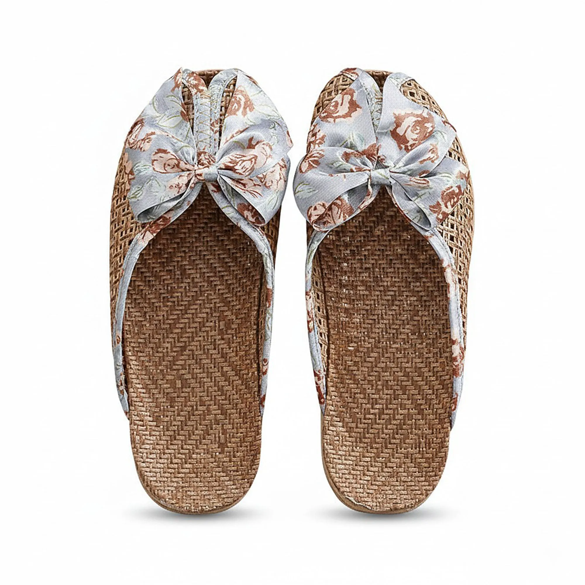 Anna-Kaci Women's Woven Indoor Slippers with Floral Bow Detail sold by Anna-Kaci product image thumbnail 2