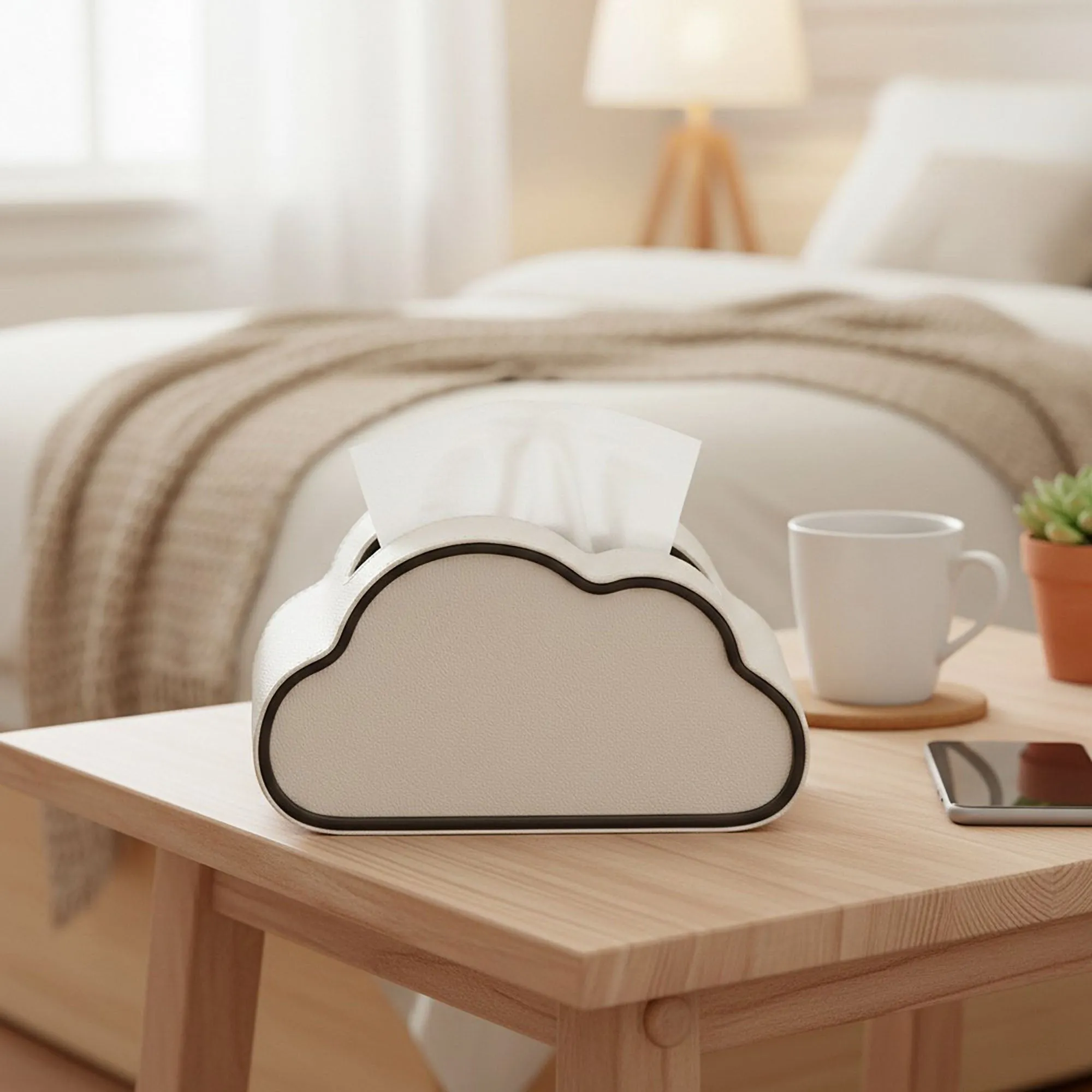 Anna-Kaci Cloud Shape Tissue Box Cover with Faux Leather Finish sold by Anna-Kaci product image thumbnail 4