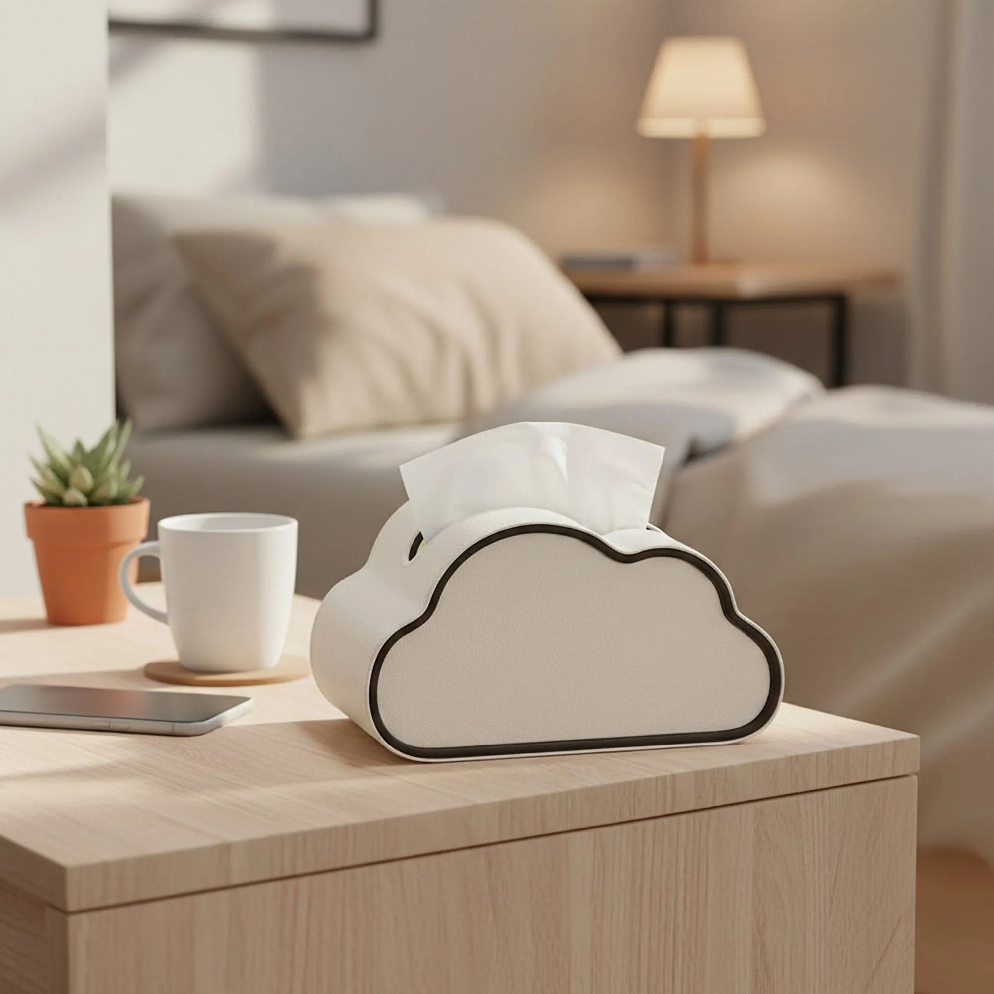 Anna-Kaci Cloud Shape Tissue Box Cover with Faux Leather Finish sold by Anna-Kaci product image thumbnail 3