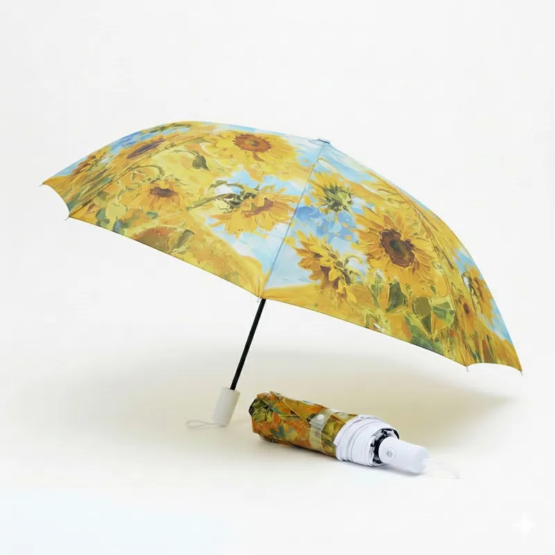 Anna-Kaci Sunflower Print Compact Folding Umbrella with Automatic Open Wind Resistant Frame made by Anna-Kaci