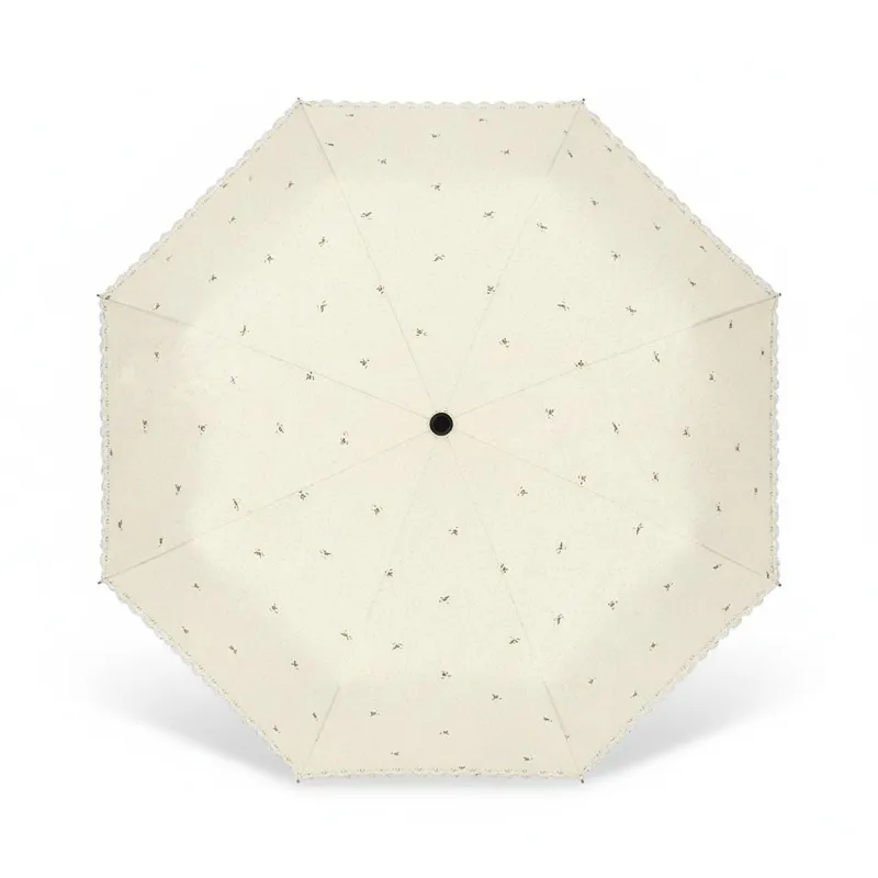 Anna-Kaci Floral Print Compact Umbrella with Scalloped Edge Canopy Automatic Open and Wind Resistant Frame made by Anna-Kaci