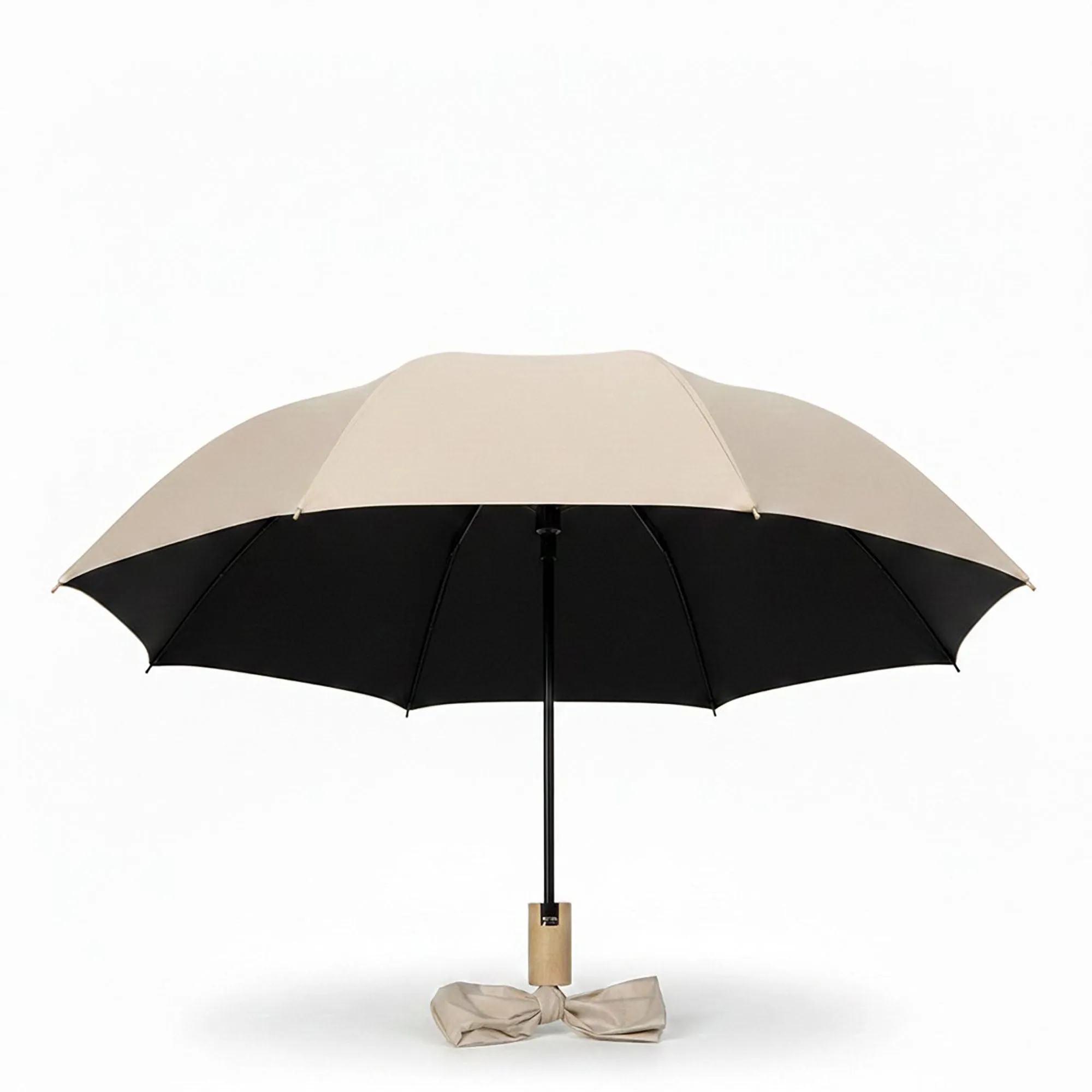 Anna-Kaci Neutral Compact Umbrella with UV Protective Black Interior sold by Anna-Kaci product image thumbnail 4