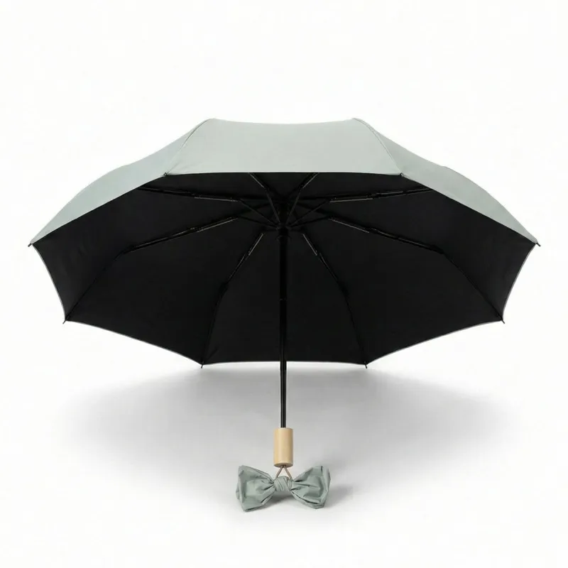 Anna-Kaci Neutral Compact Umbrella with UV Protective Black Interior made by Anna-Kaci