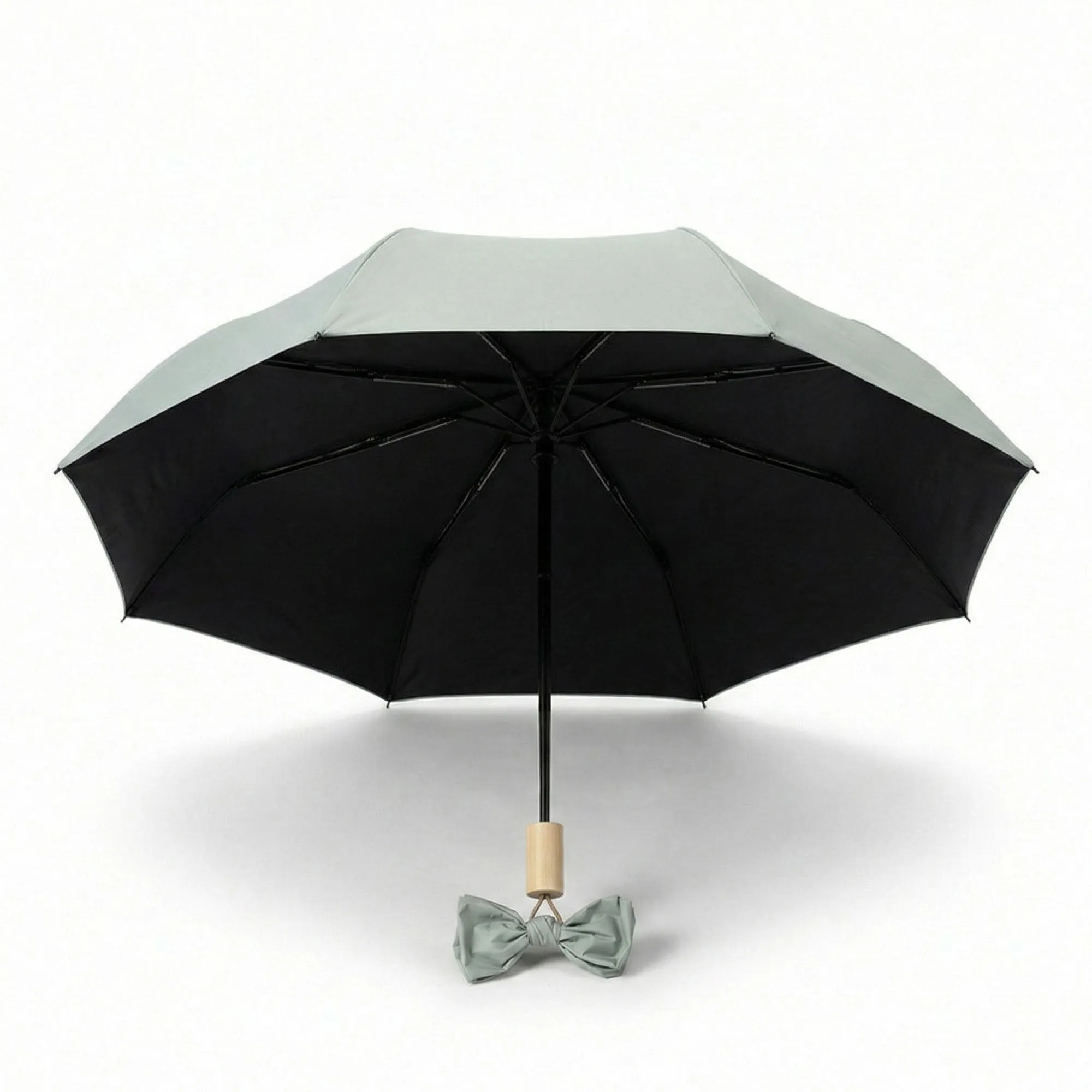 Anna-Kaci Neutral Compact Umbrella with UV Protective Black Interior sold by Anna-Kaci
