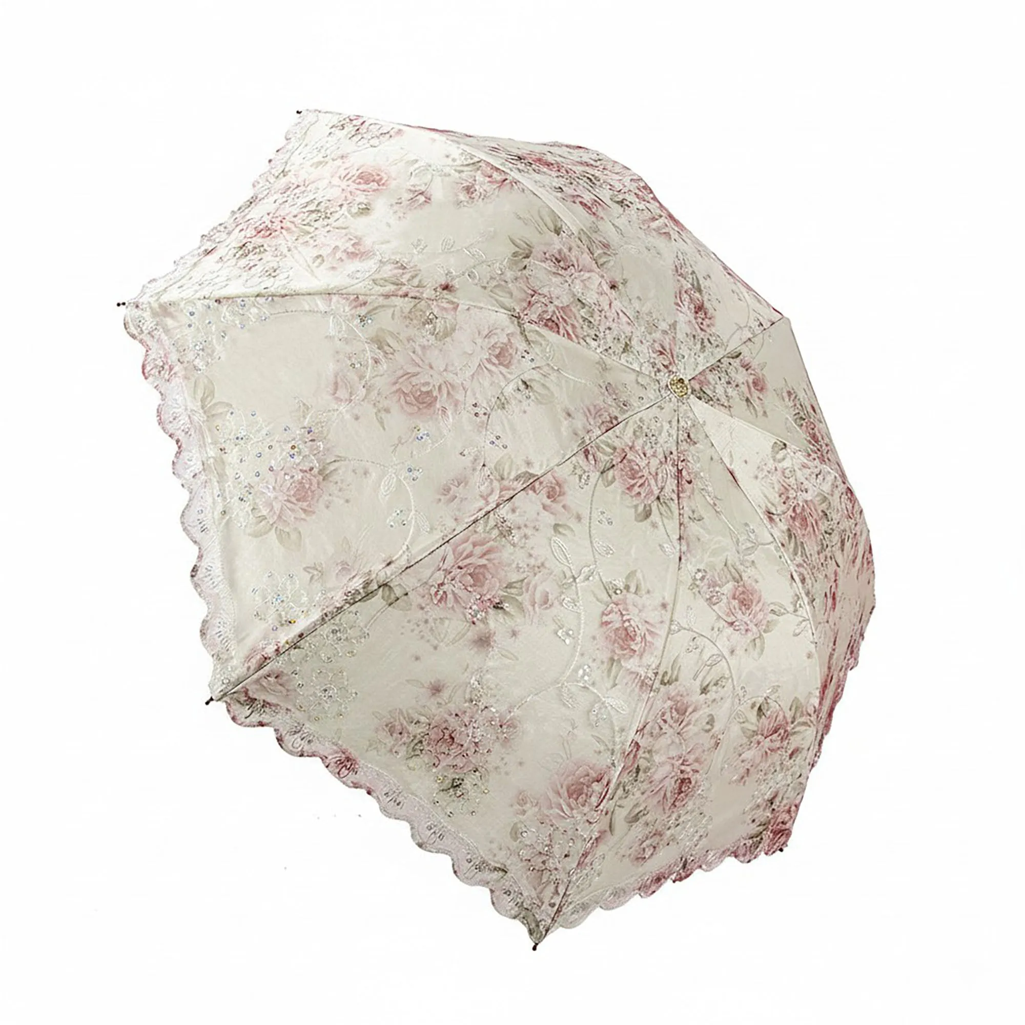 Anna-Kaci Vintage Floral Lace Trim Umbrella with Scalloped Edge Canopy sold by Anna-Kaci product image thumbnail 2
