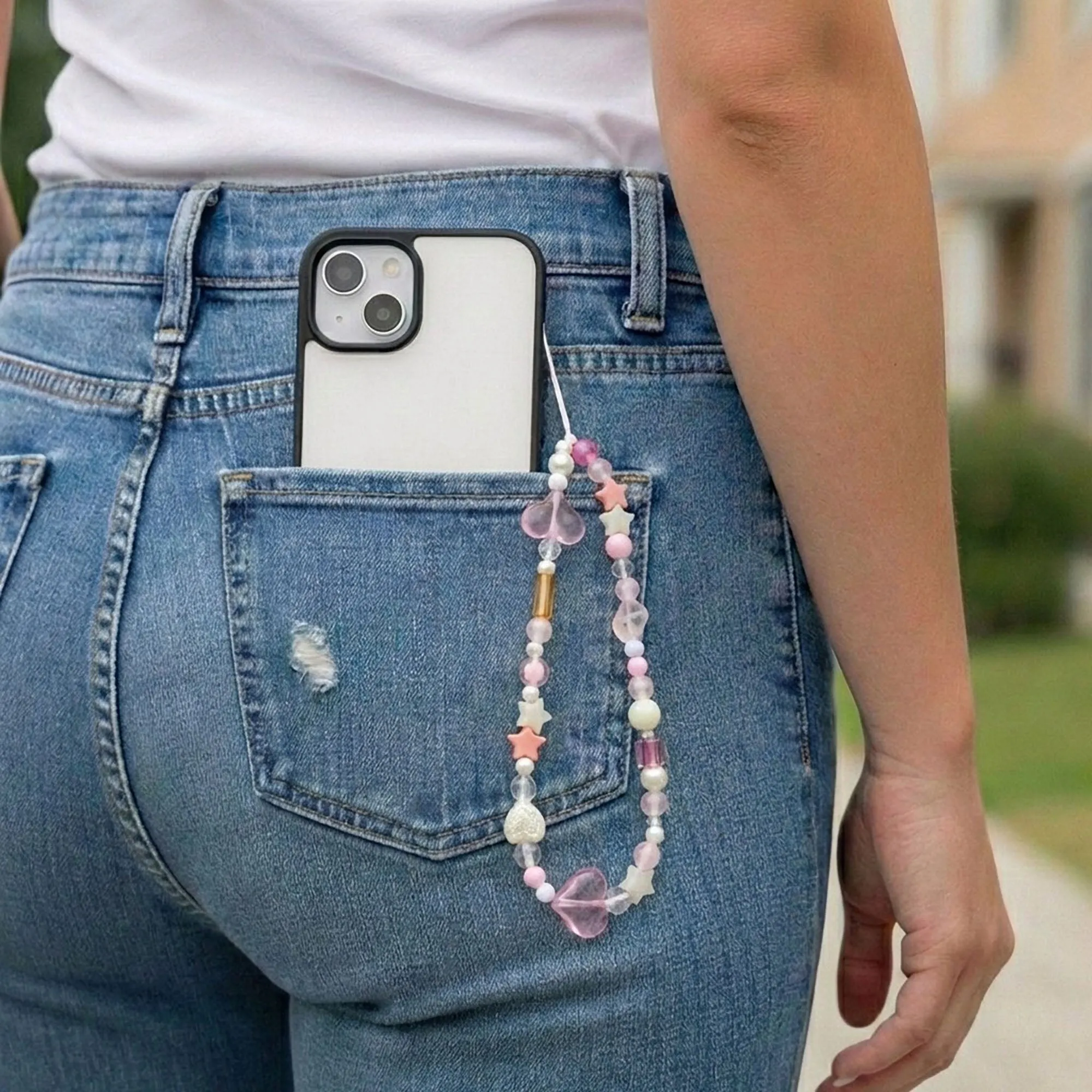 Anna-Kaci 3-PC Iridescent Beaded Phone Charm Strap with Heart Accent sold by Anna-Kaci product image thumbnail 4