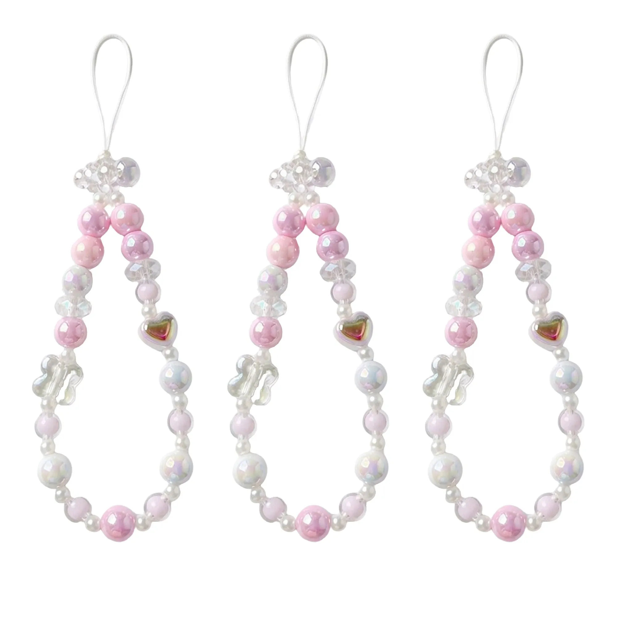 Anna-Kaci 3-PC Iridescent Beaded Phone Charm Strap with Heart Accent sold by Anna-Kaci product image thumbnail 5