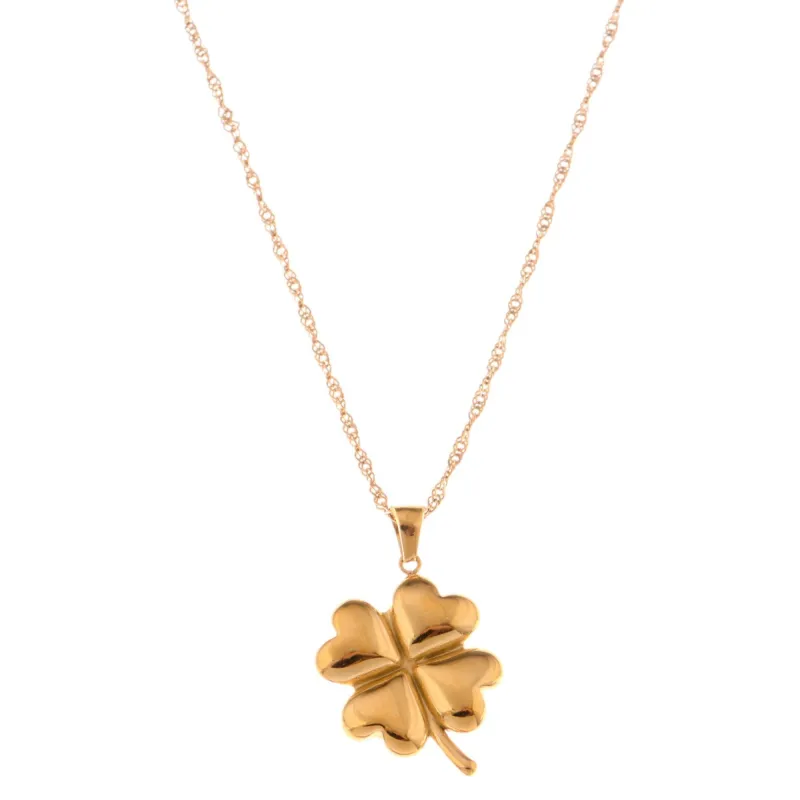 Anna-Kaci Gold Tone Four-Leaf Clover Pendant Fashion Necklace with Delicate Chain made by Anna-Kaci