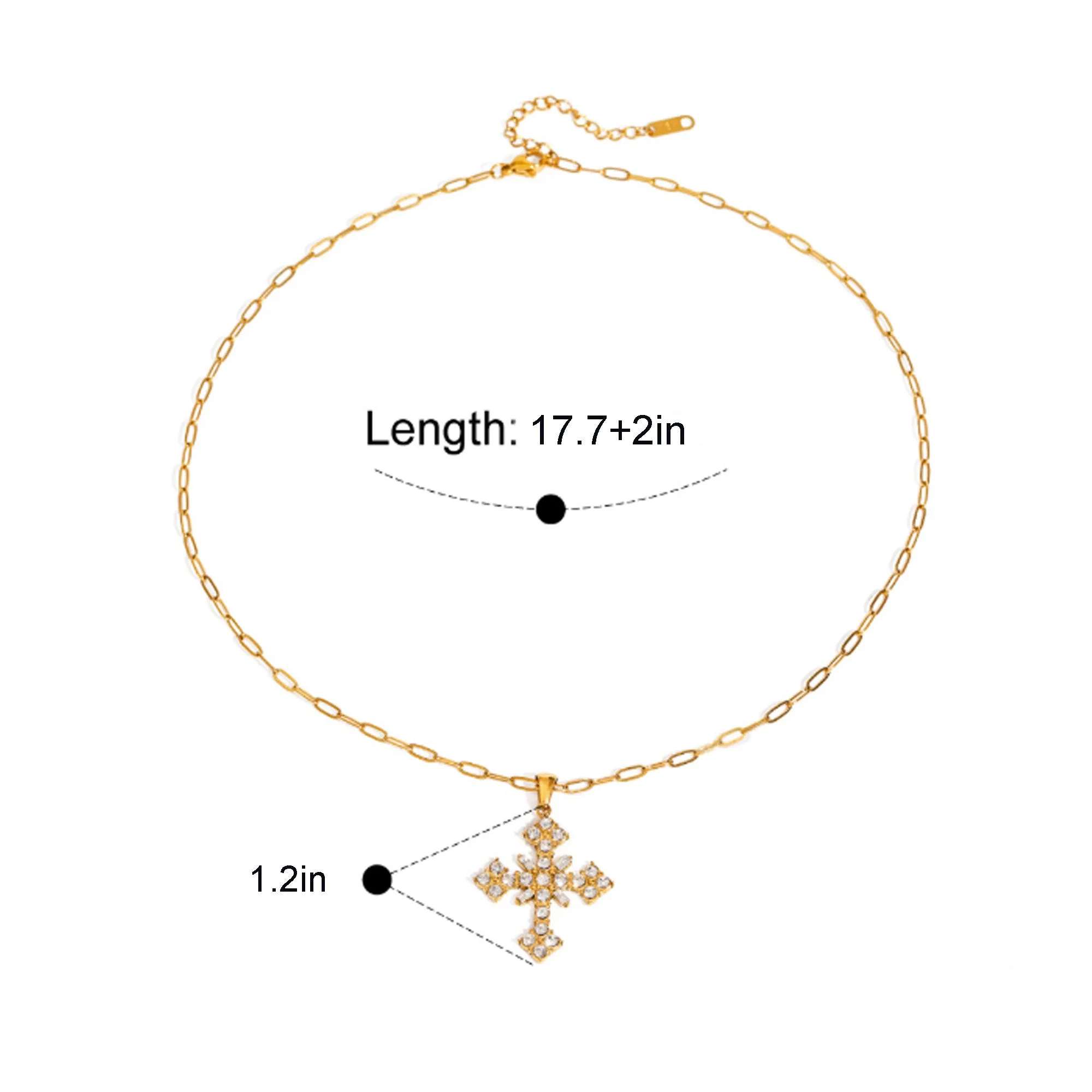 Anna-Kaci Gold Tone Cross Fashion Necklace with Rhinestone Detailing sold by Anna-Kaci product image thumbnail 5