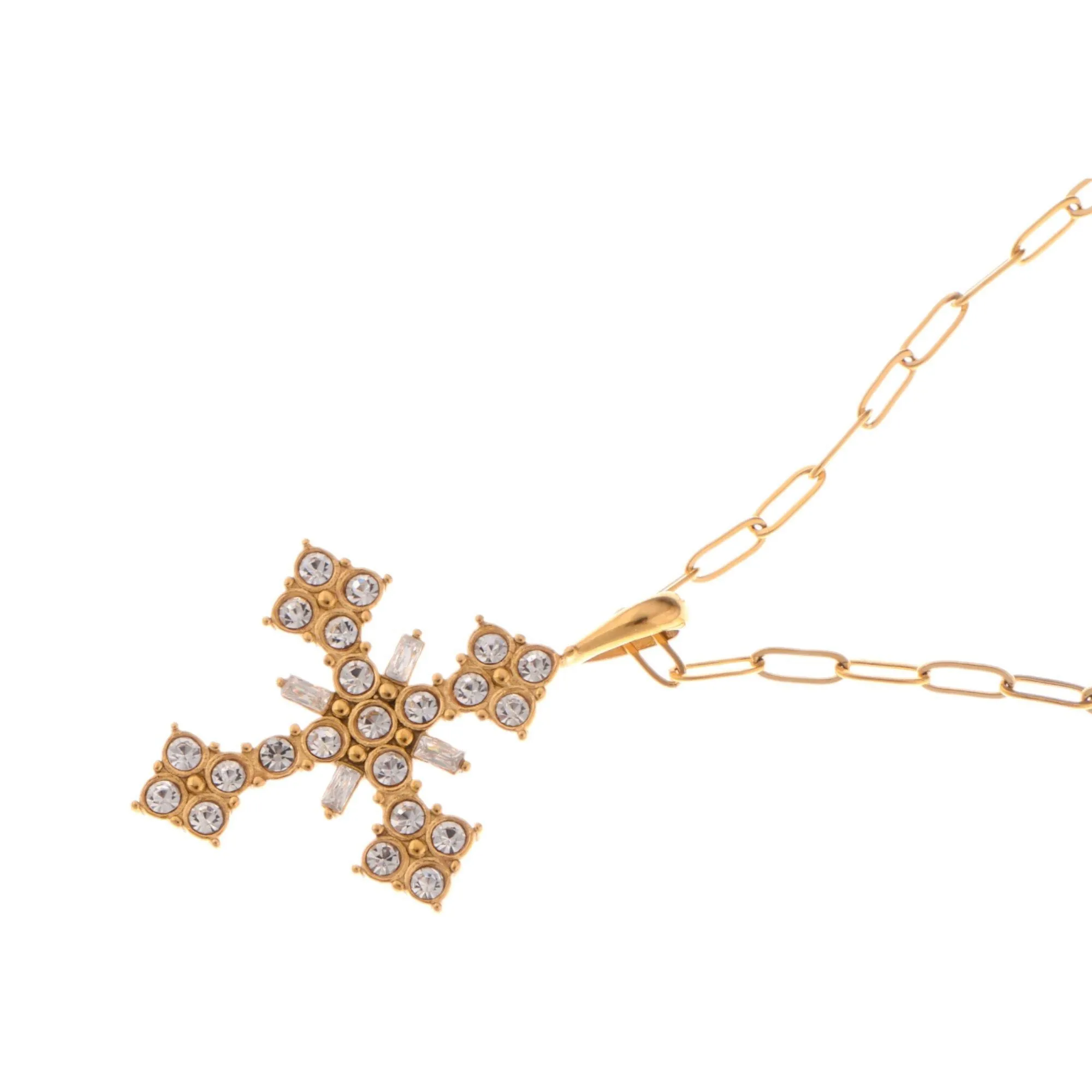Anna-Kaci Gold Tone Cross Fashion Necklace with Rhinestone Detailing sold by Anna-Kaci product image thumbnail 2