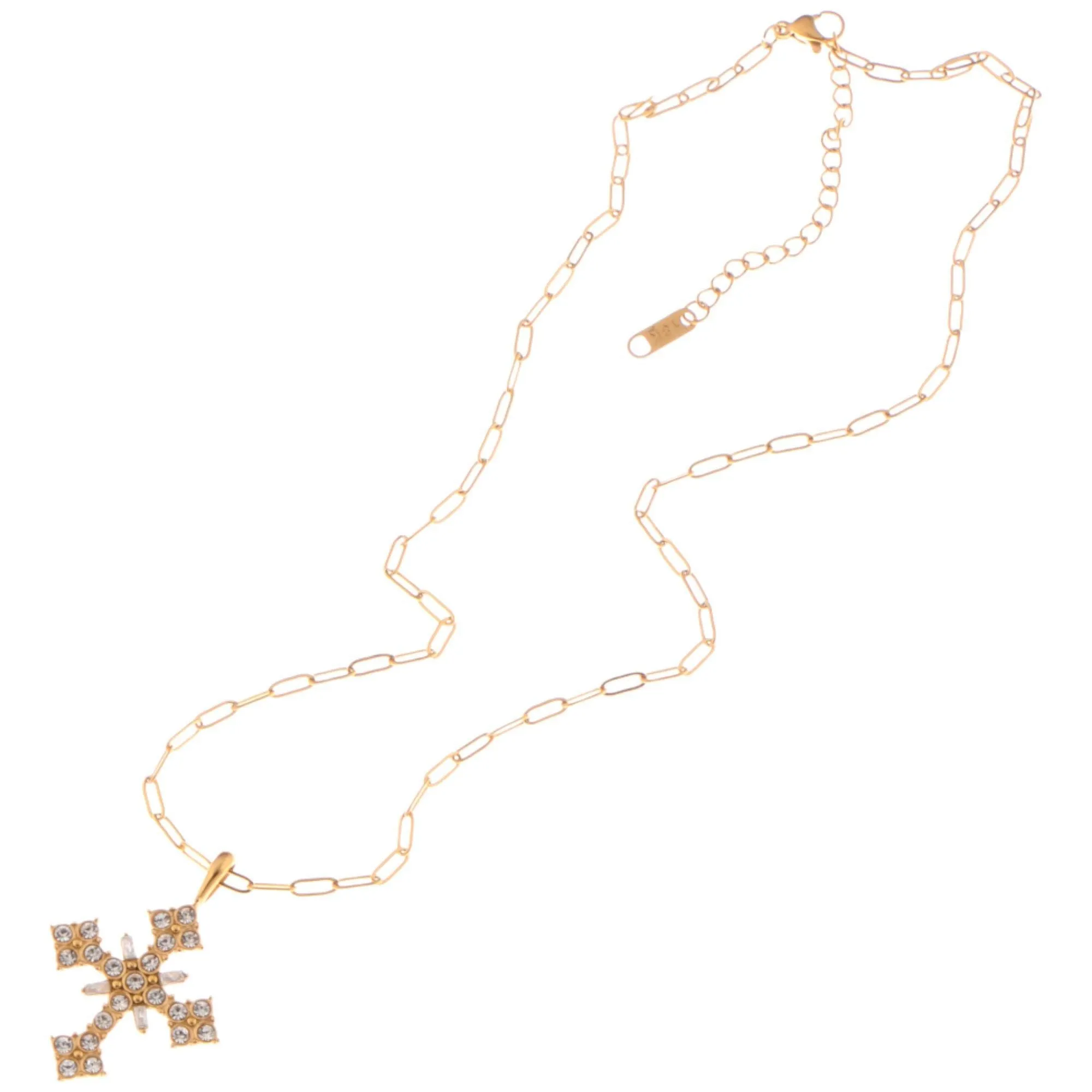 Anna-Kaci Gold Tone Cross Fashion Necklace with Rhinestone Detailing sold by Anna-Kaci product image thumbnail 3