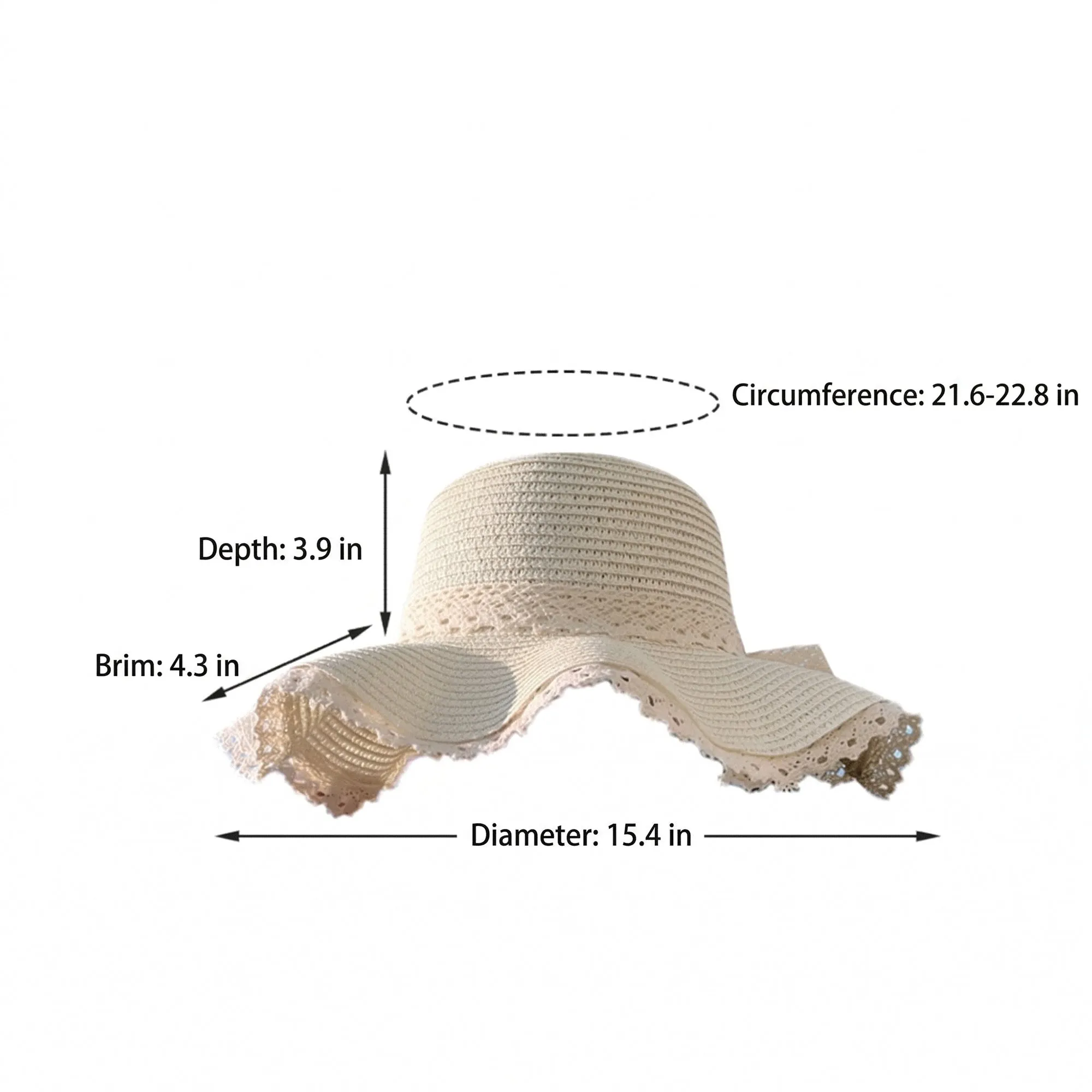Anna-Kaci Wide Brim Straw Sun Hat Lace Trim Bow Adjustable Chin Strap Breathable Packable Summer Beach Hat sold by Anna-Kaci product image thumbnail 3