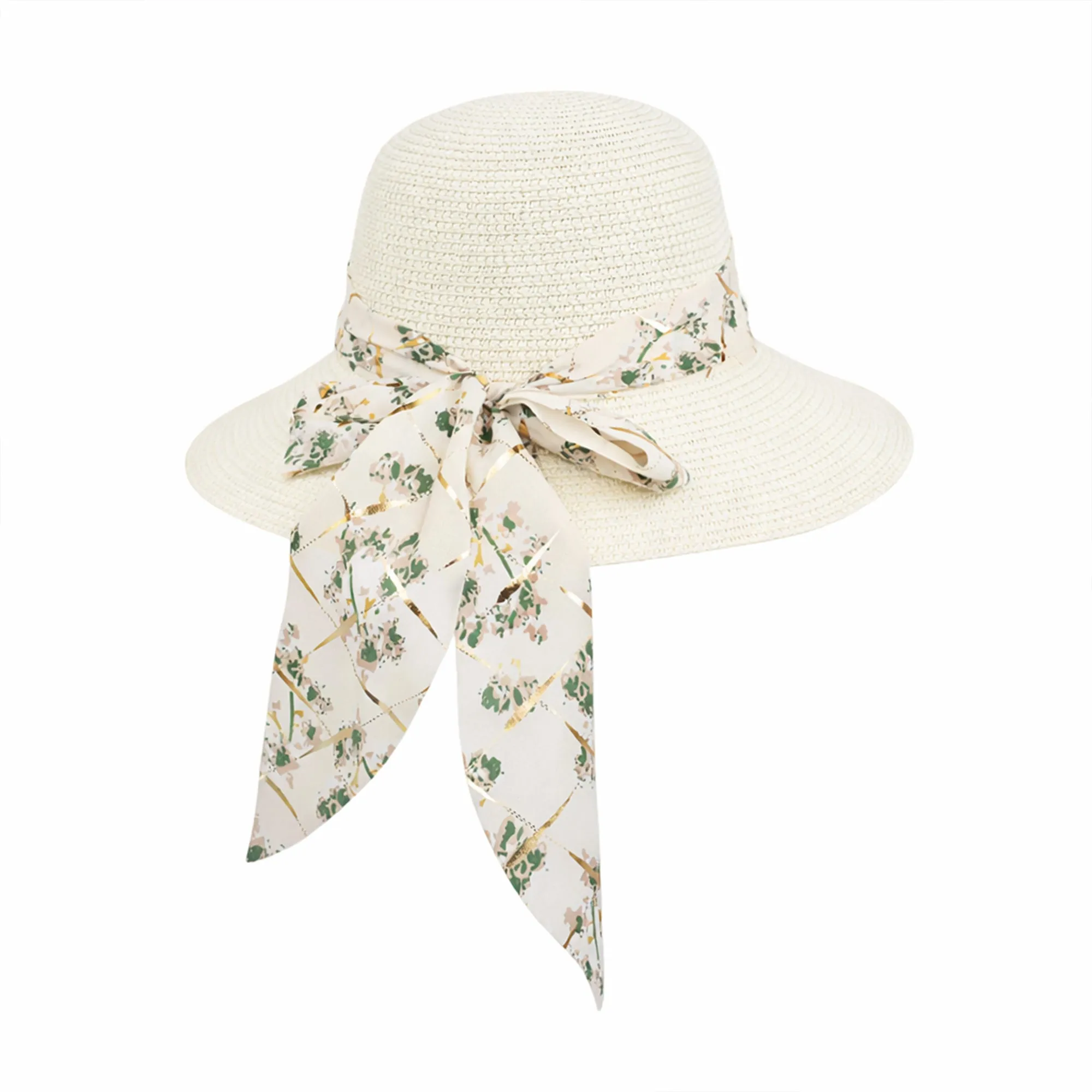 Anna-Kaci Women's Wide Brim Straw Sun Hat Floral Bow Ribbon Summer Beach Hat Adjustable Fit Lightweight sold by Anna-Kaci product image thumbnail 5