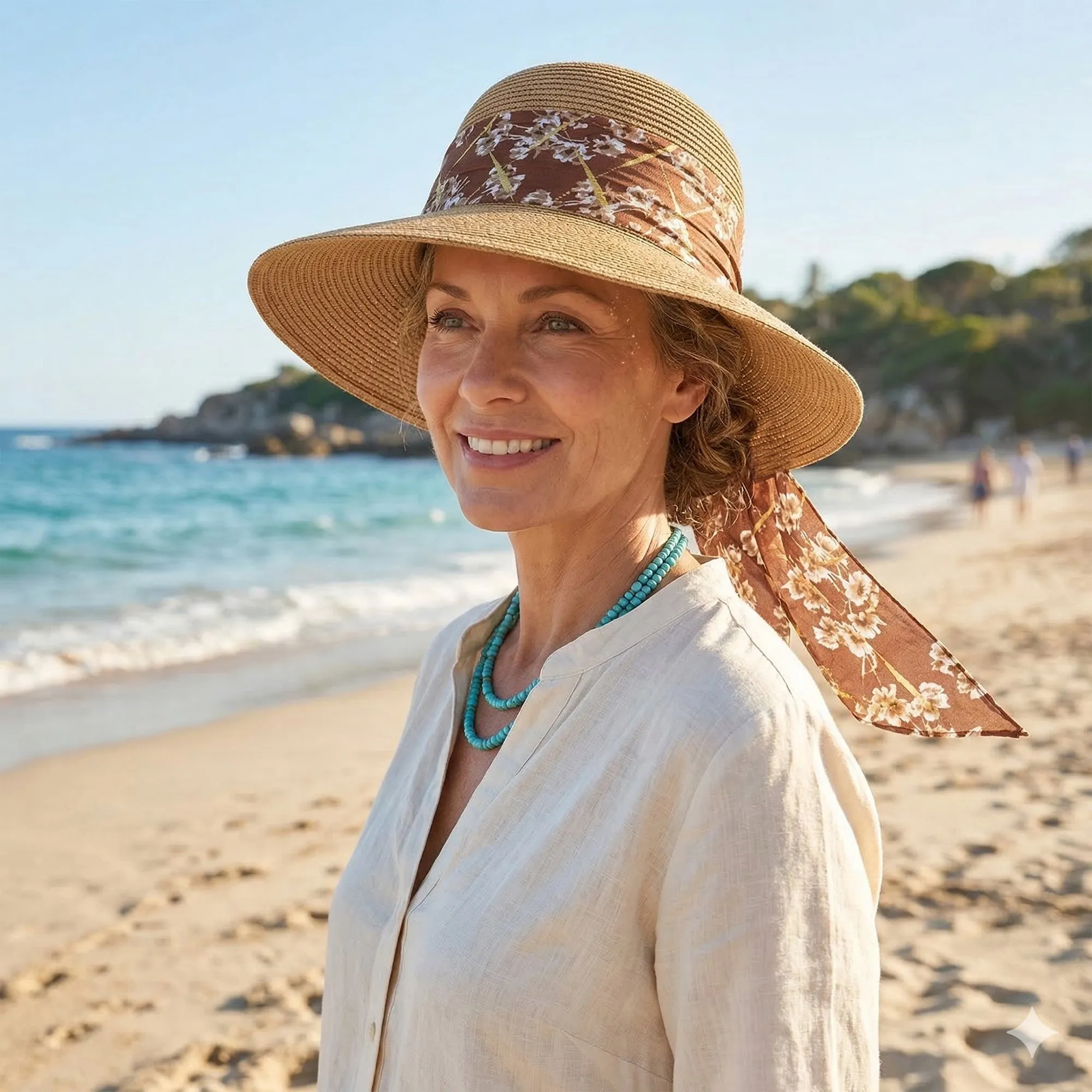 Anna-Kaci Women's Wide Brim Straw Sun Hat Floral Bow Ribbon Summer Beach Hat Adjustable Fit Lightweight sold by Anna-Kaci product image thumbnail 2