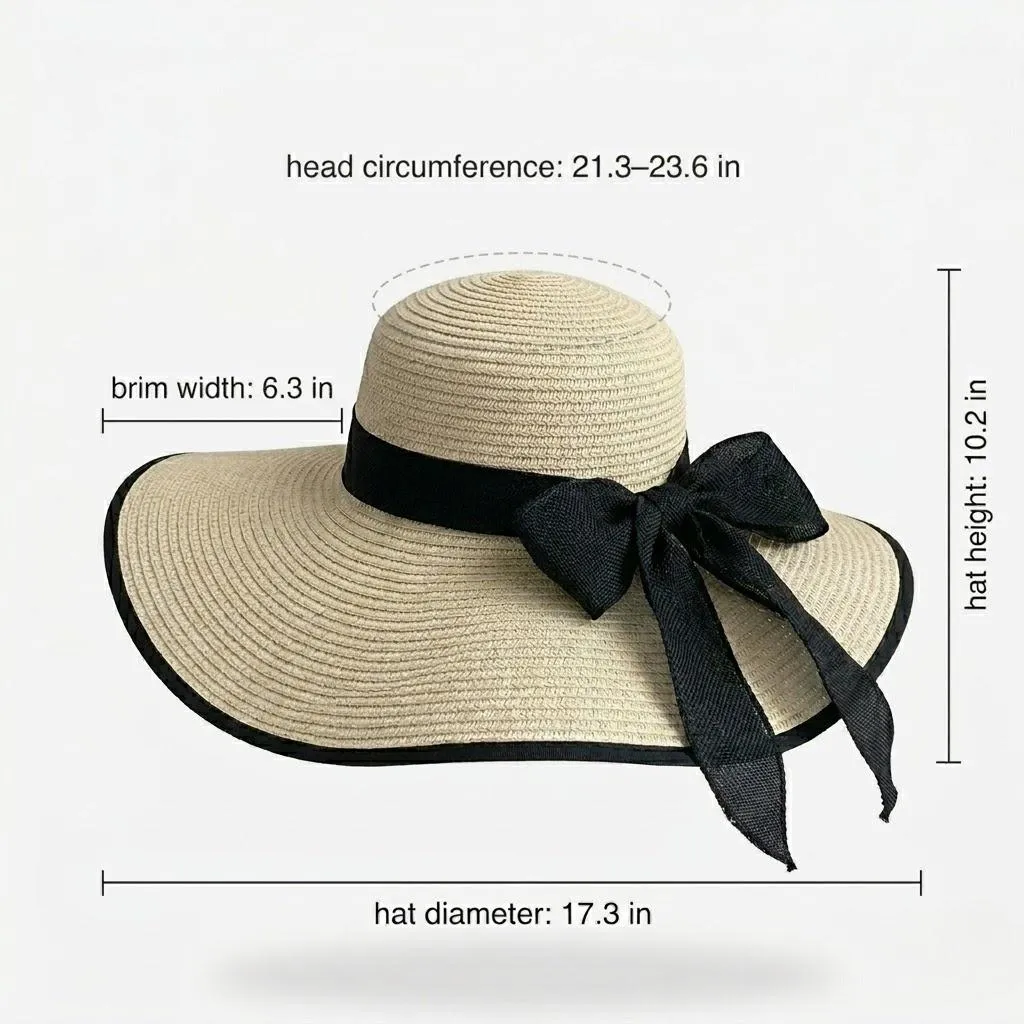 Anna-Kaci Women Wide Brim Straw Sun Hat with Bow Tie Summer Beach Floppy Hat UV Protection sold by Anna-Kaci product image thumbnail 5