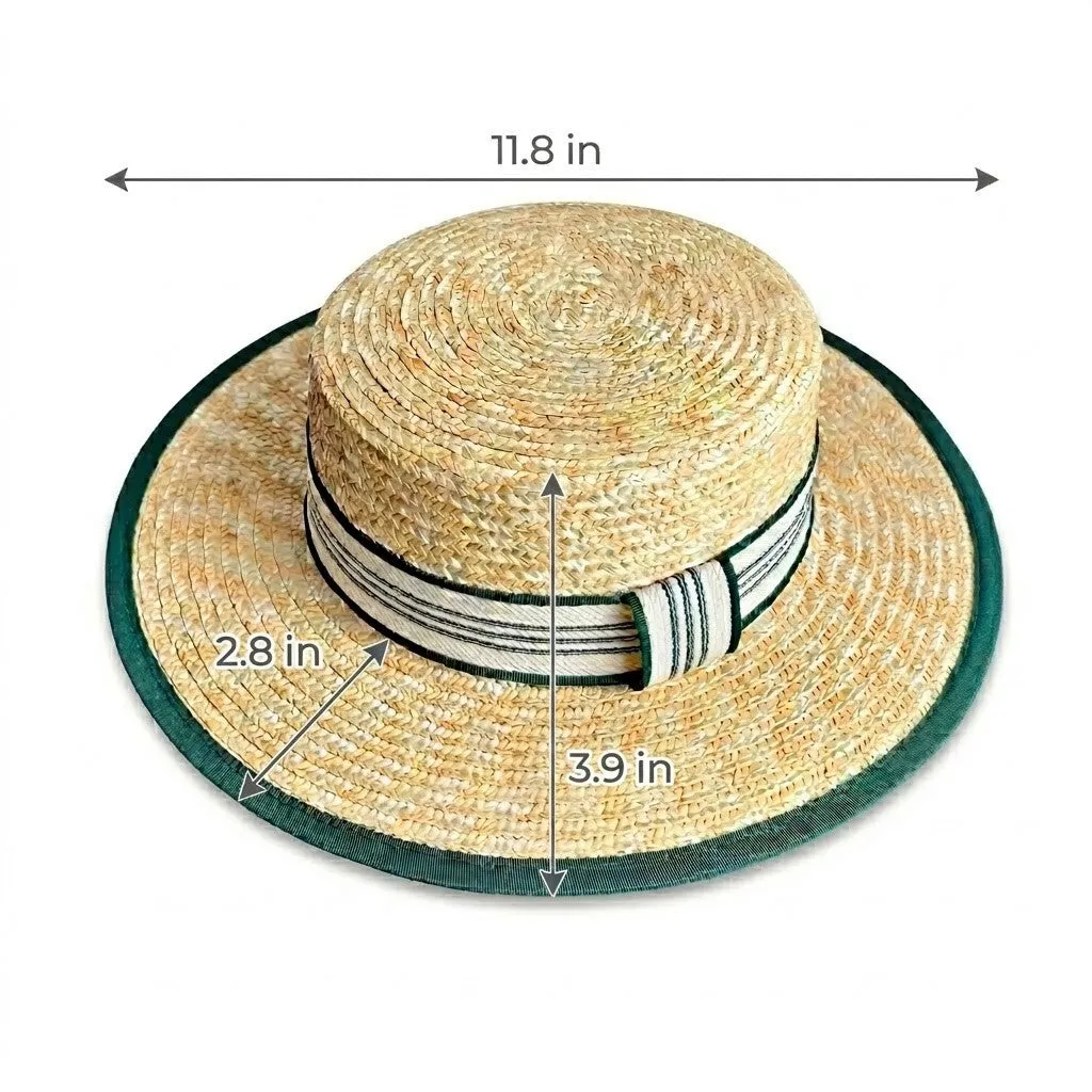 Anna-Kaci Women Straw Boater Hat Wide Brim Summer Sun Hat with Striped Band Trim sold by Anna-Kaci product image thumbnail 4