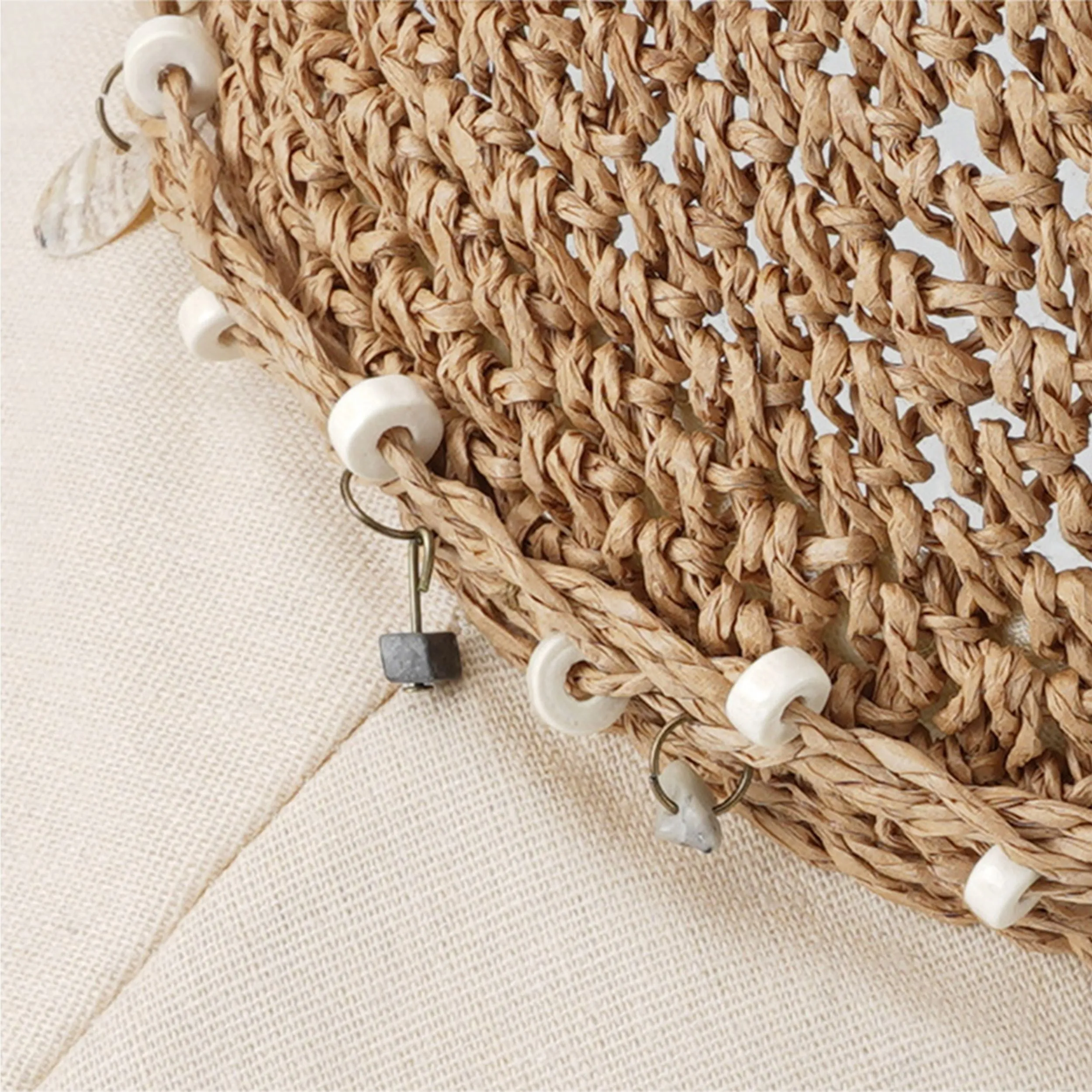 Anna-Kaci Women Wide Brim Straw Sun Hat Breathable Crochet Summer Hat with Decorative Band sold by Anna-Kaci product image thumbnail 3