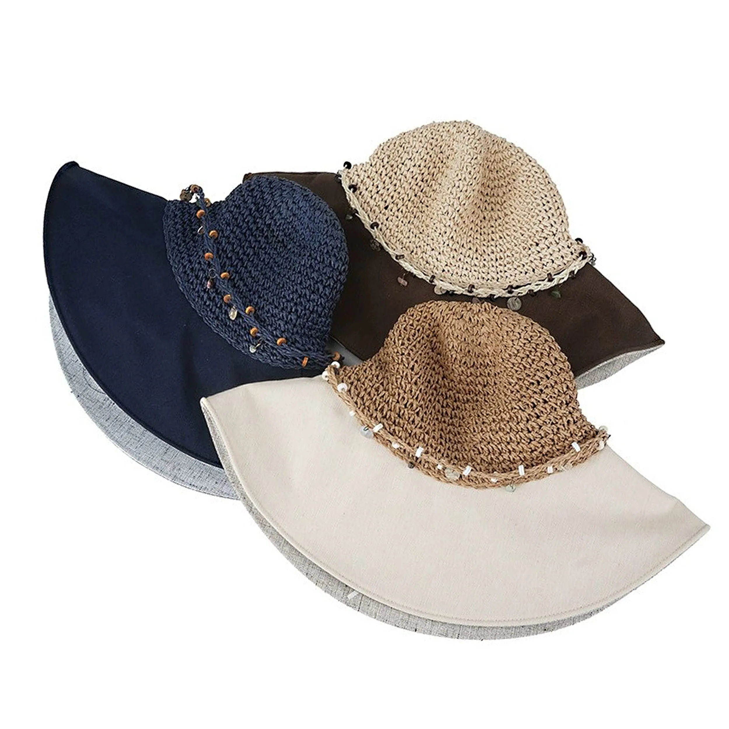 Anna-Kaci Women Wide Brim Straw Sun Hat Breathable Crochet Summer Hat with Decorative Band sold by Anna-Kaci product image thumbnail 5