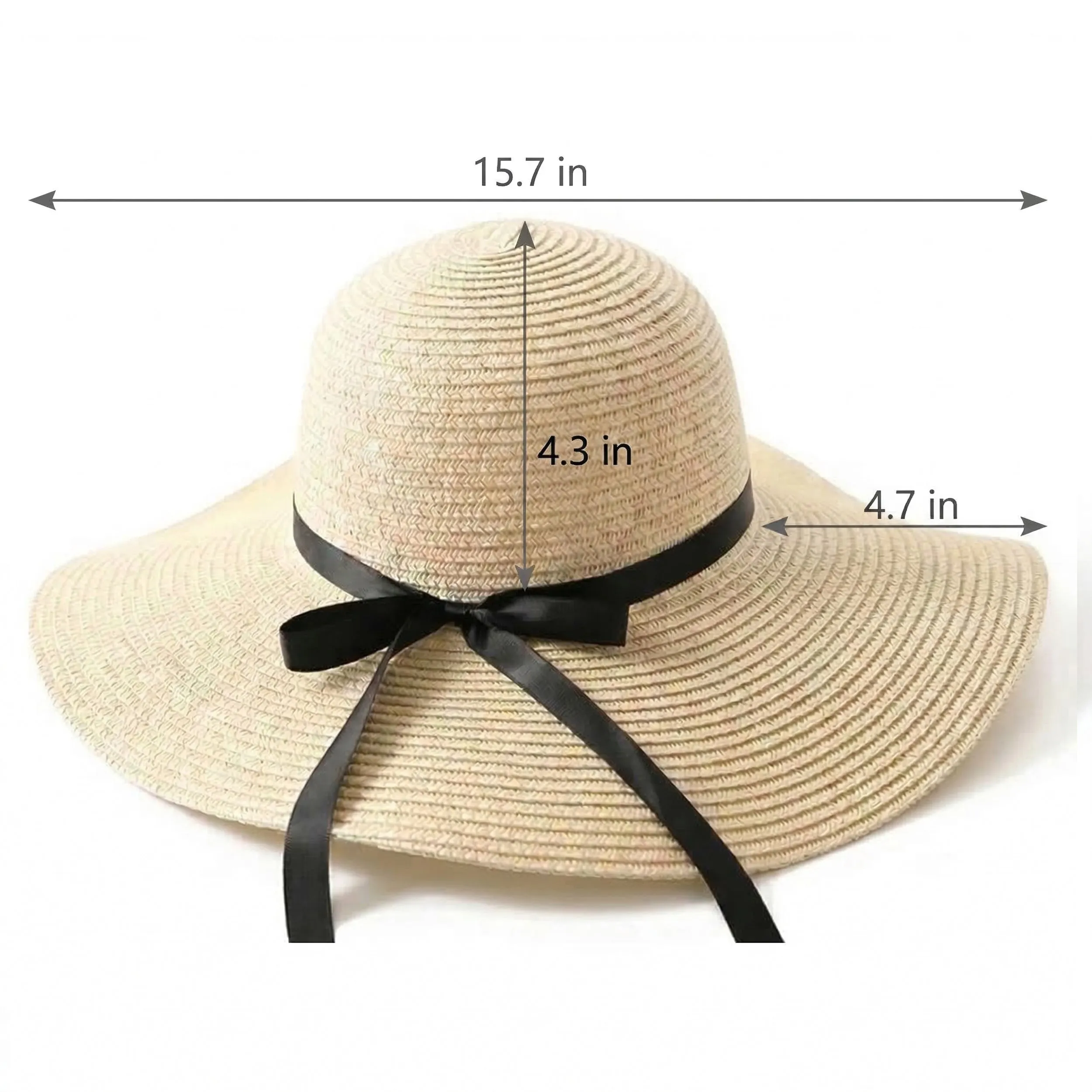 Anna-Kaci Wide Brim Straw Sun Hat with Bow Ribbon Beach Hat for Women Summer UV Protection Floppy Hat sold by Anna-Kaci product image thumbnail 4