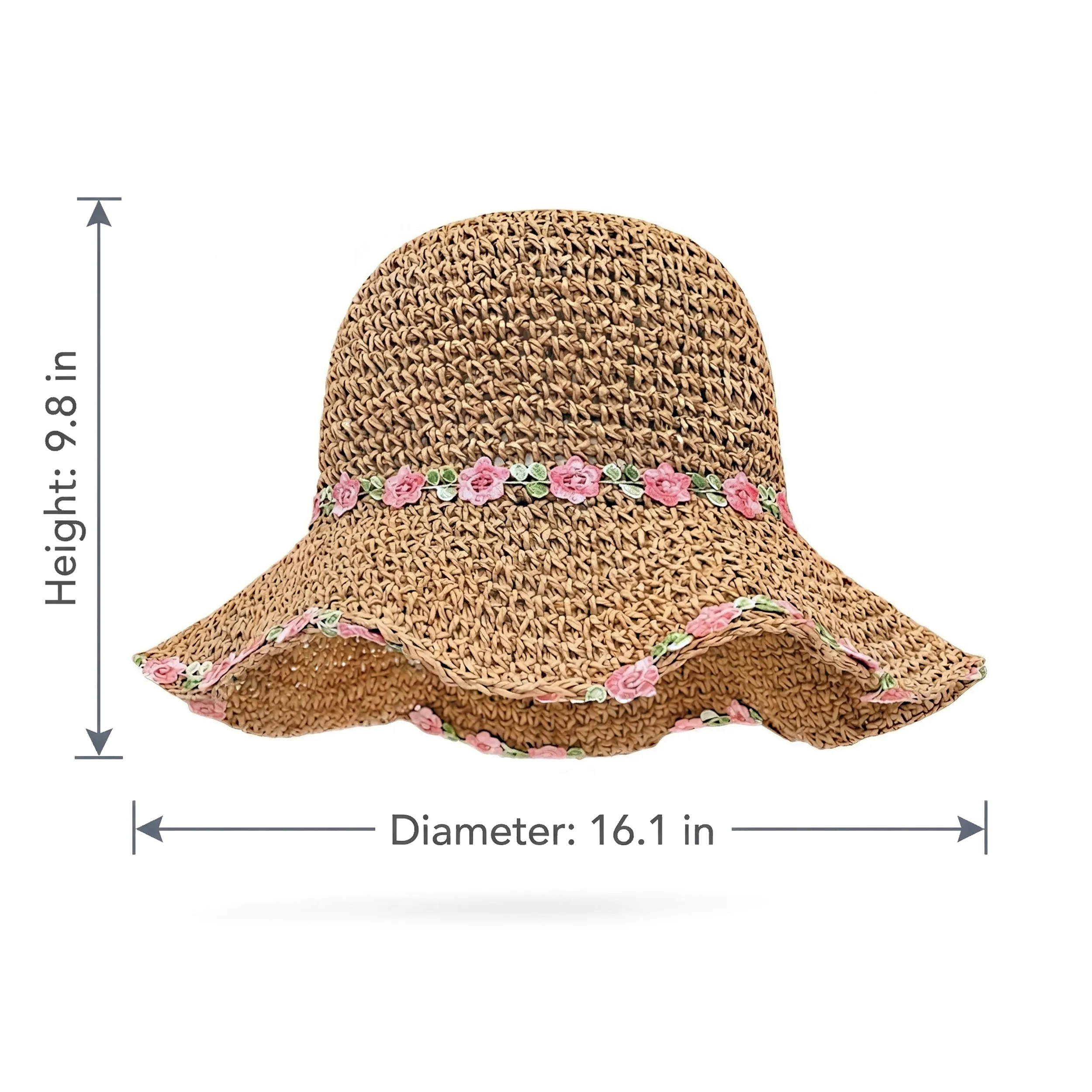 Anna-Kaci Women's Straw Sun Hat Wide Brim Floppy Beach Hat with Floral Trim Foldable Summer UV Protection sold by Anna-Kaci product image thumbnail 5