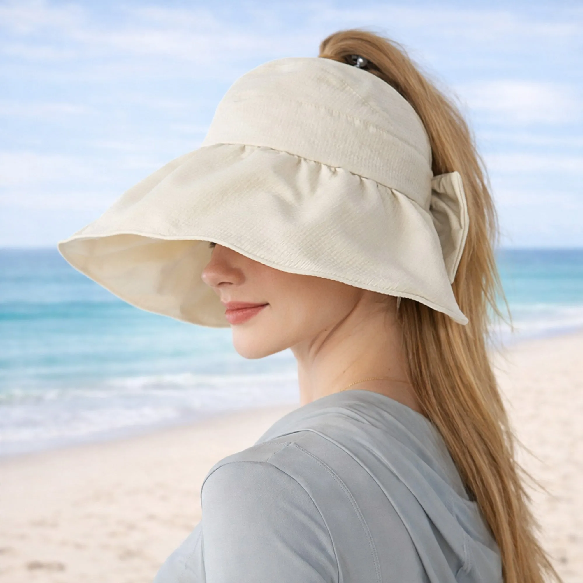Anna-Kaci Womens Sun Hat with Ponytail Opening UV Protection Packable Summer Beach Hat sold by Anna-Kaci product image thumbnail 3