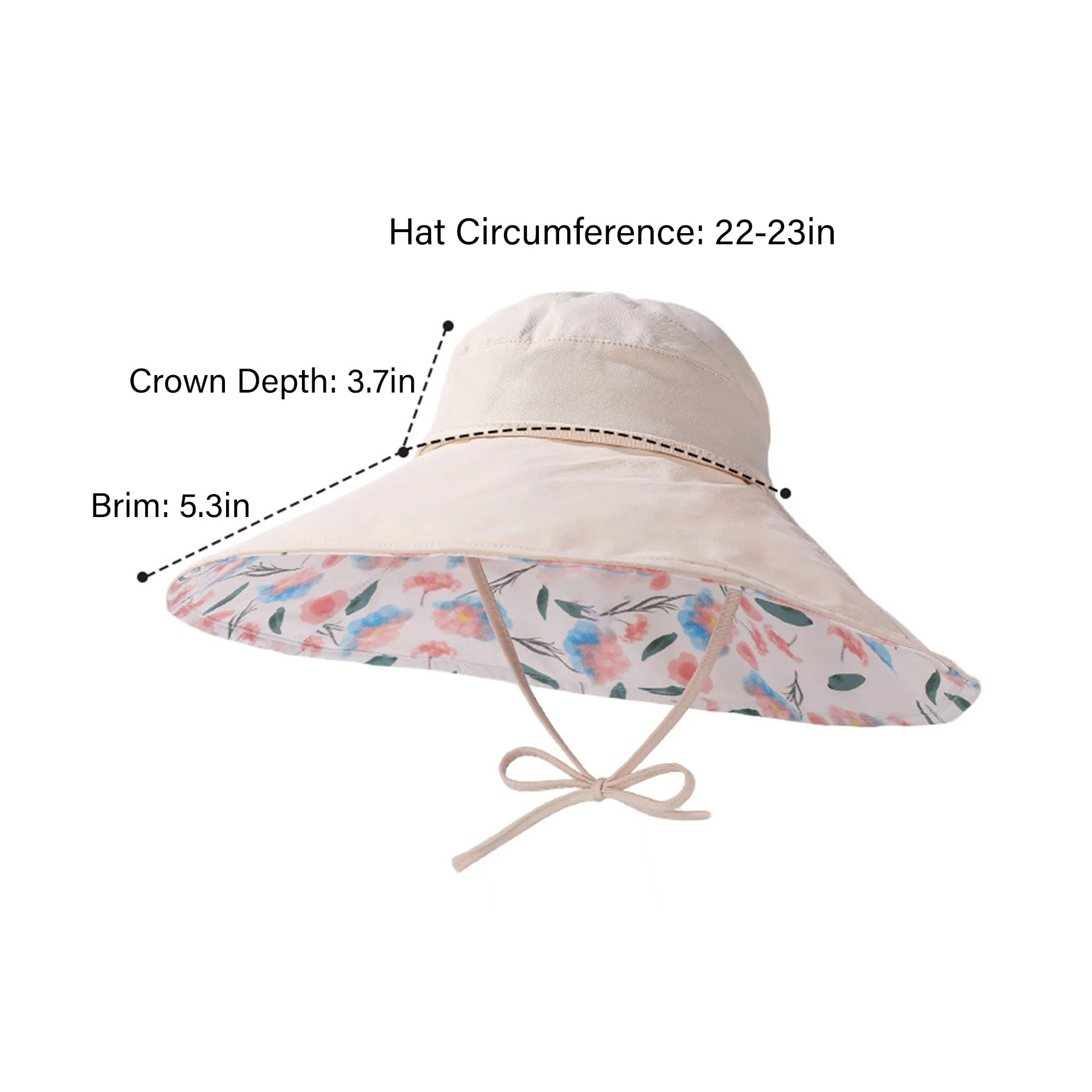 Anna-Kaci Womens Wide Brim Sun Hat with Floral Lining Ponytail Opening Lightweight Packable Beach Hat sold by Anna-Kaci product image thumbnail 5