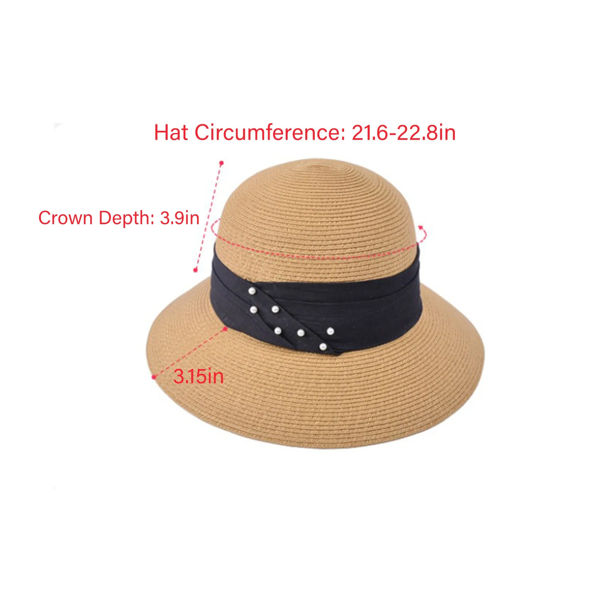 Anna-Kaci Womens Straw Sun Hat with Pearl Accent Band Lightweight Summer Beach Travel Hat sold by Anna-Kaci product image thumbnail 5
