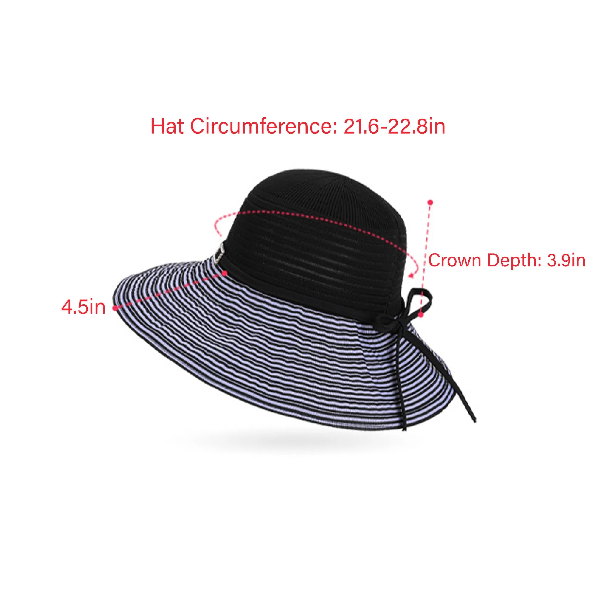 Anna-Kaci Womens Wide Brim Straw Sun Hat with Contrast Stripe Brim Bow Detail Lightweight Beach Hat sold by Anna-Kaci product image thumbnail 5