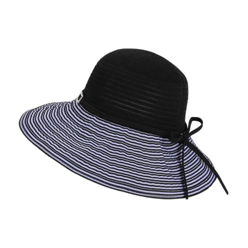 Anna-Kaci Womens Wide Brim Straw Sun Hat with Contrast Stripe Brim Bow Detail Lightweight Beach Hat made by Anna-Kaci