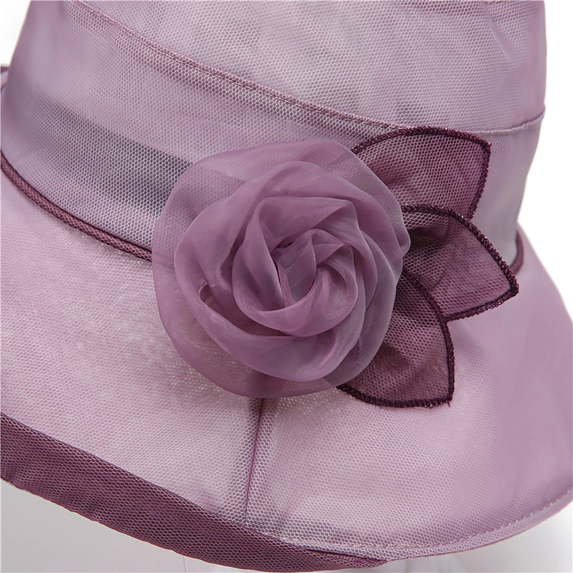 Anna-Kaci Womens Wide Brim Mesh Sun Hat Elegant Flower Accent Summer Garden Party Hat sold by Anna-Kaci product image thumbnail 5