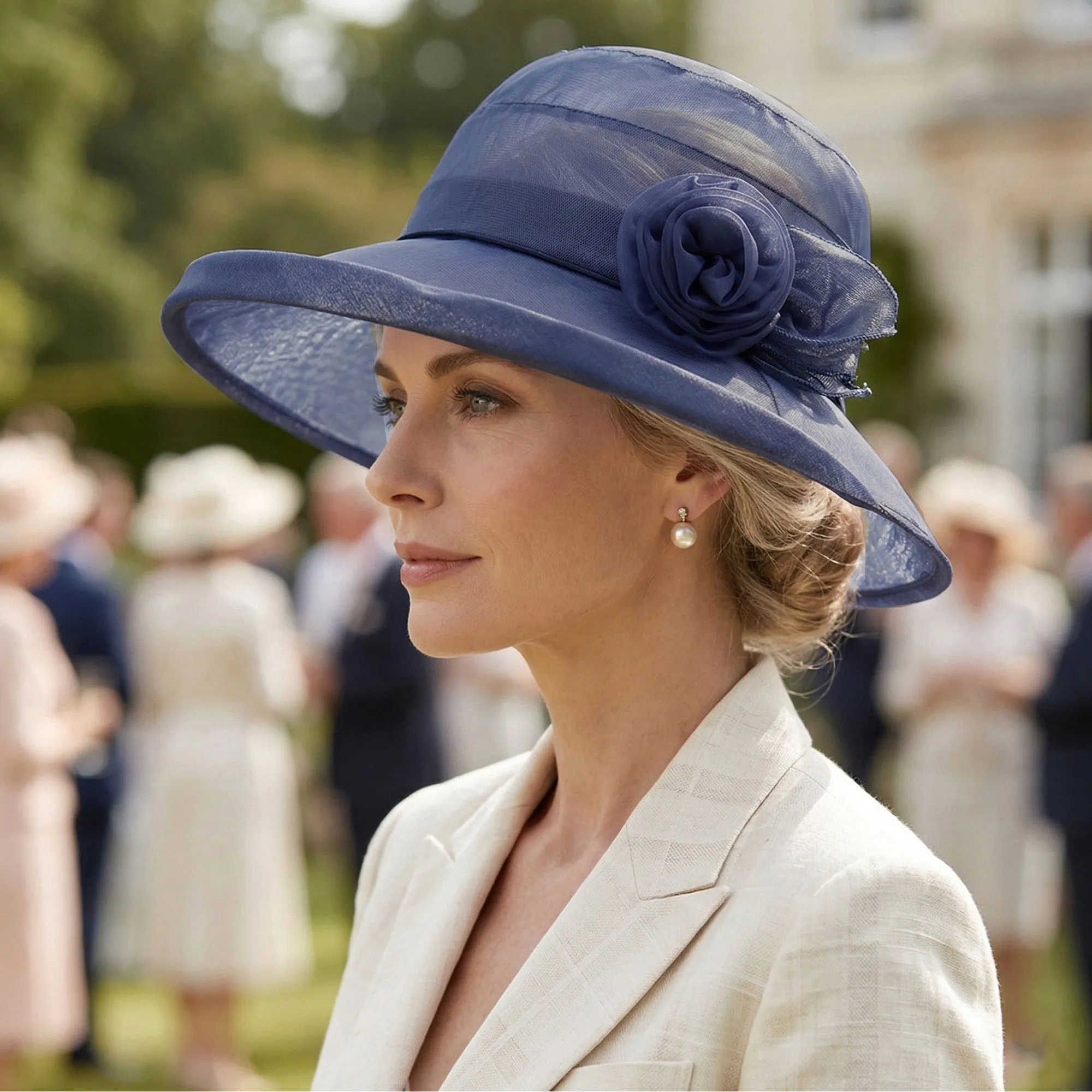 Anna-Kaci Womens Wide Brim Mesh Sun Hat Elegant Flower Accent Summer Garden Party Hat sold by Anna-Kaci product image thumbnail 2