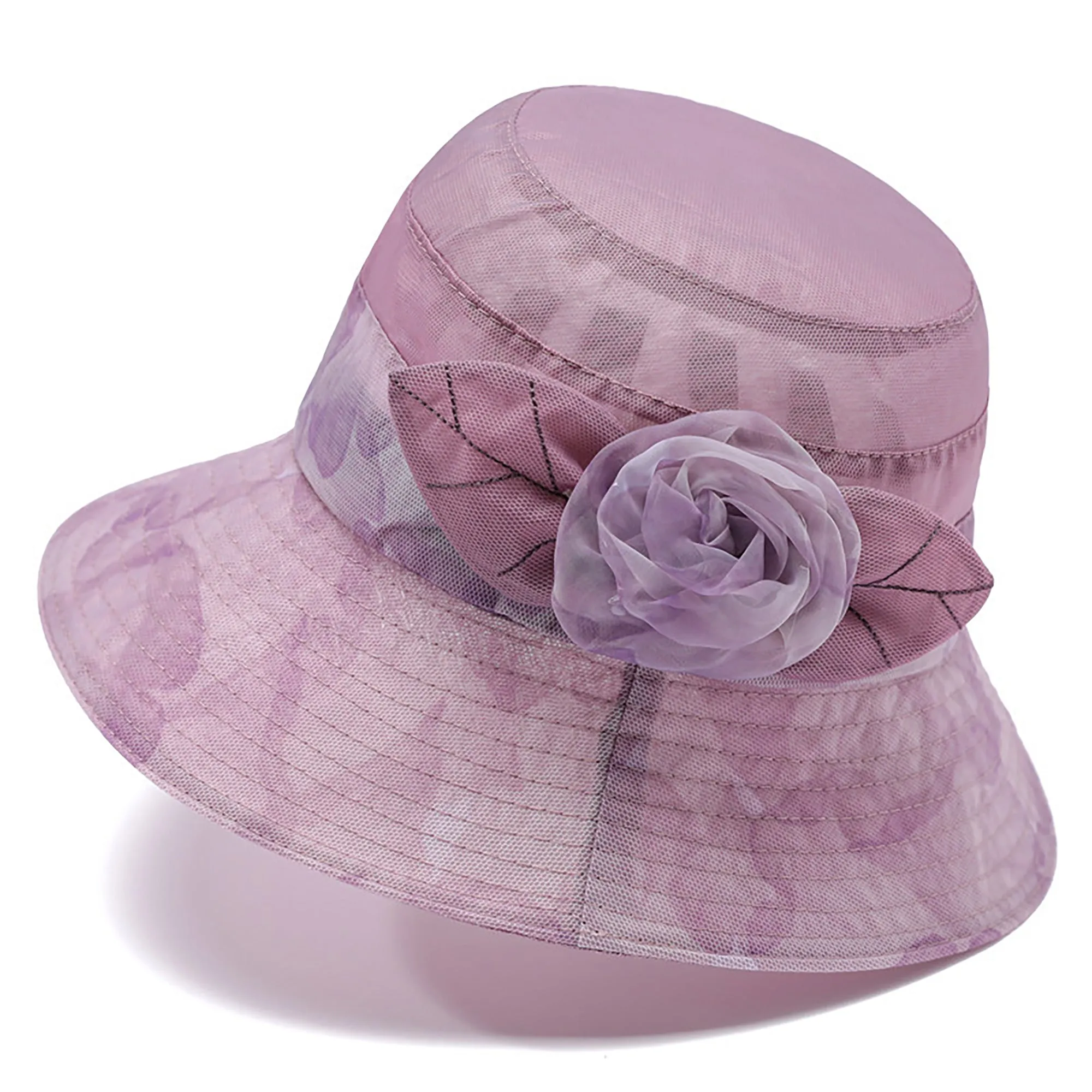 Anna-Kaci Womens Wide Brim Floral Mesh Sun Hat Elegant Summer Dressy Garden Party Hat sold by Anna-Kaci