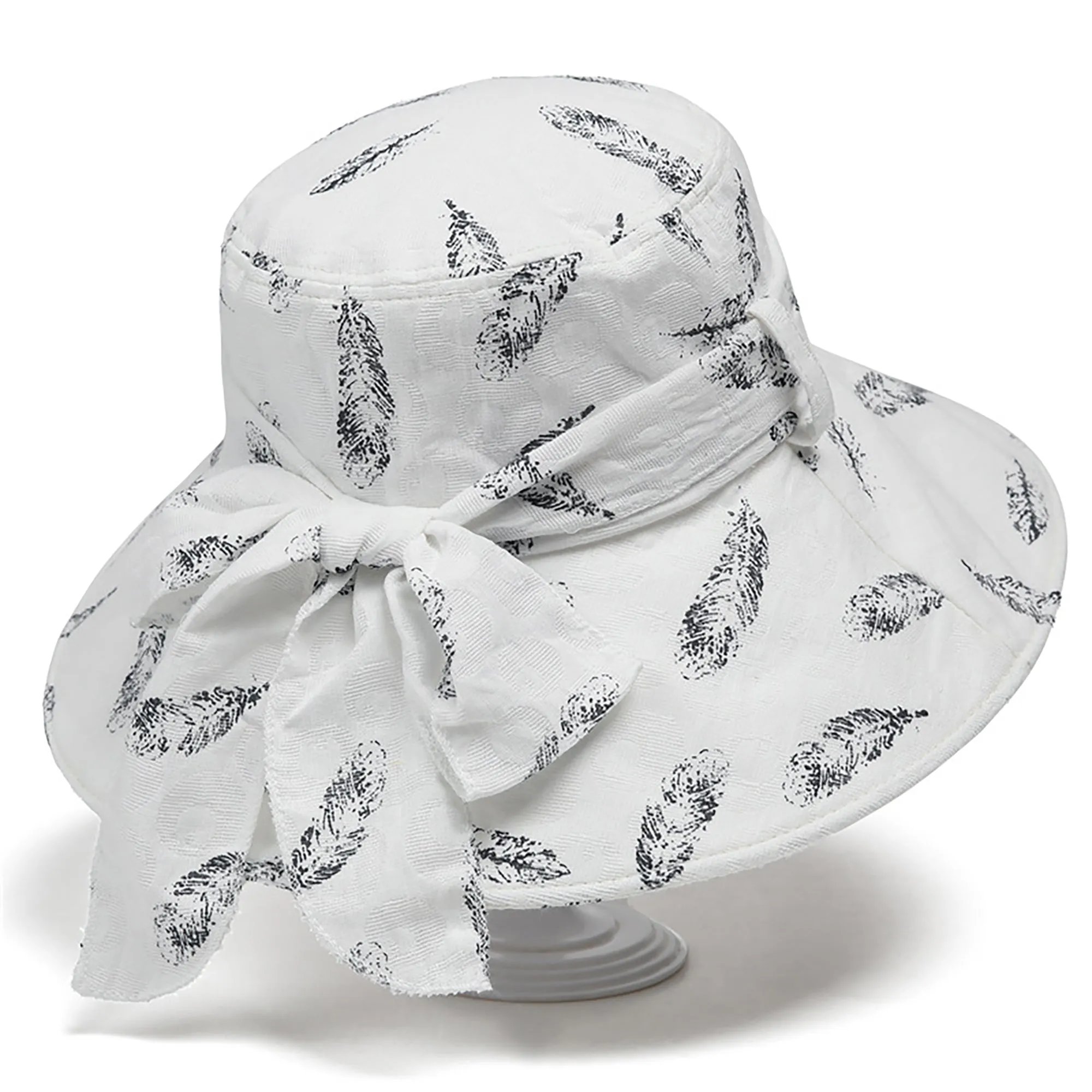 Anna-Kaci Womens Wide Brim Feather Print Sun Hat Summer Outdoor Travel Hat sold by Anna-Kaci product image thumbnail 4