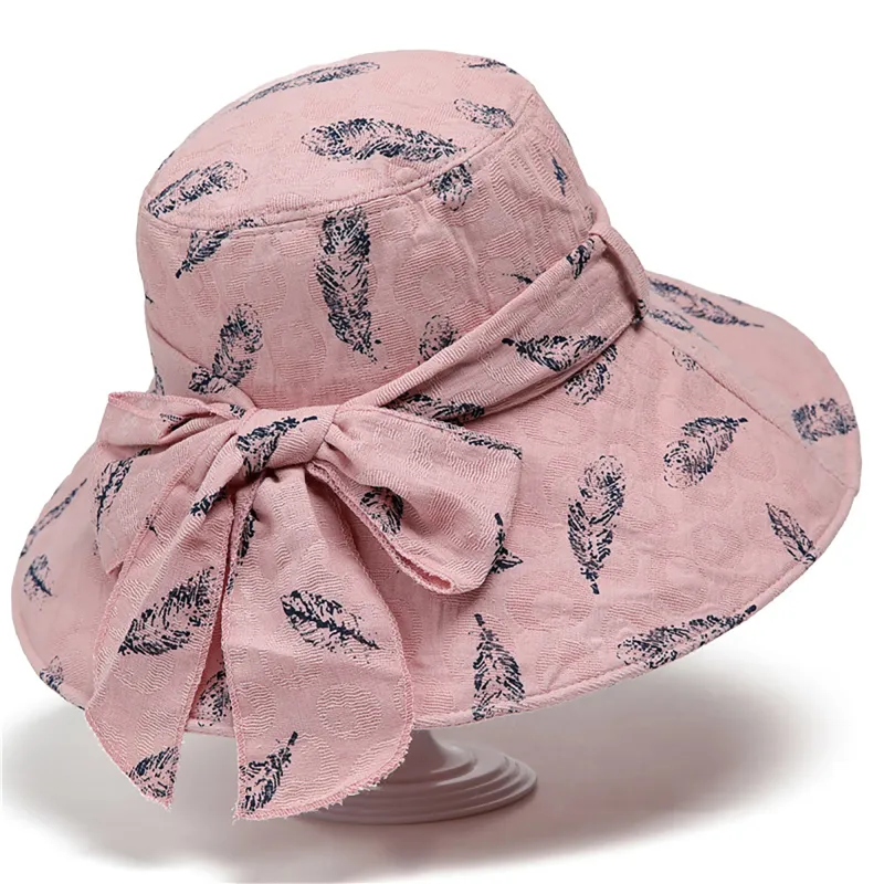 Anna-Kaci Womens Wide Brim Feather Print Sun Hat Summer Outdoor Travel Hat made by Anna-Kaci