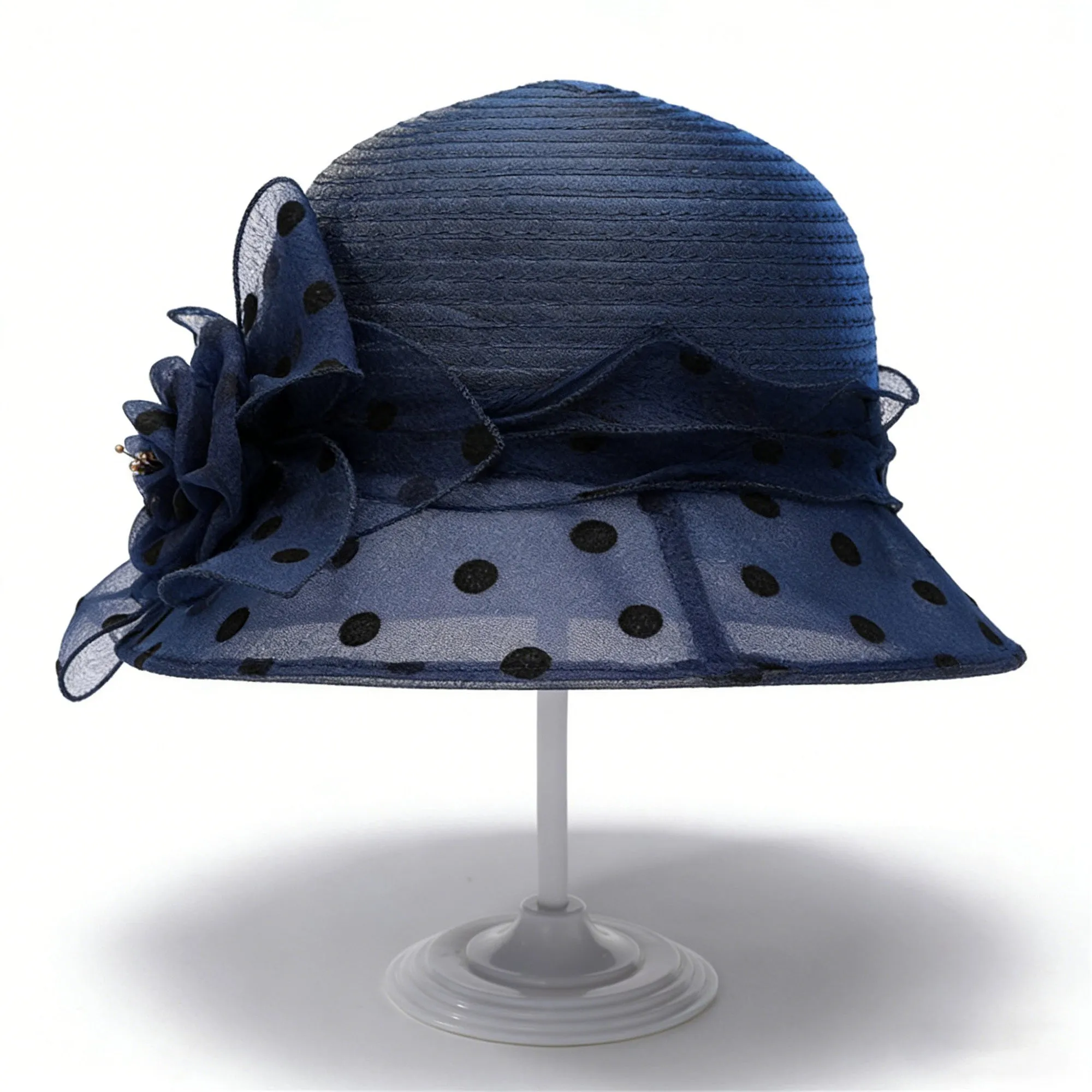 Anna-Kaci Womens Straw Sun Hat Polka Dot Bow Flower Dressy Summer Hat sold by Anna-Kaci product image thumbnail 5