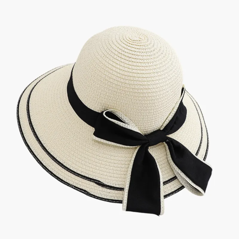 Anna-Kaci Womens Straw Sun Hat with Bow Detail Lightweight Breathable Summer Beach Hat made by Anna-Kaci