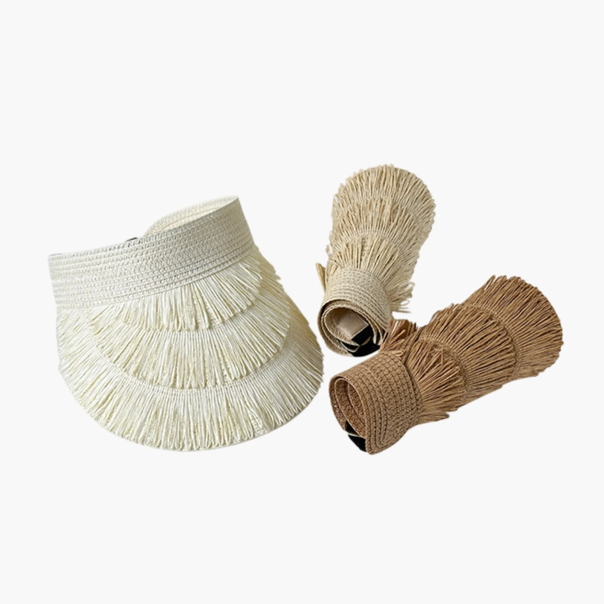 Anna-Kaci Womens Wide Brim Straw Fringe Sun Visor with Adjustable Elastic Back sold by Anna-Kaci product image thumbnail 3