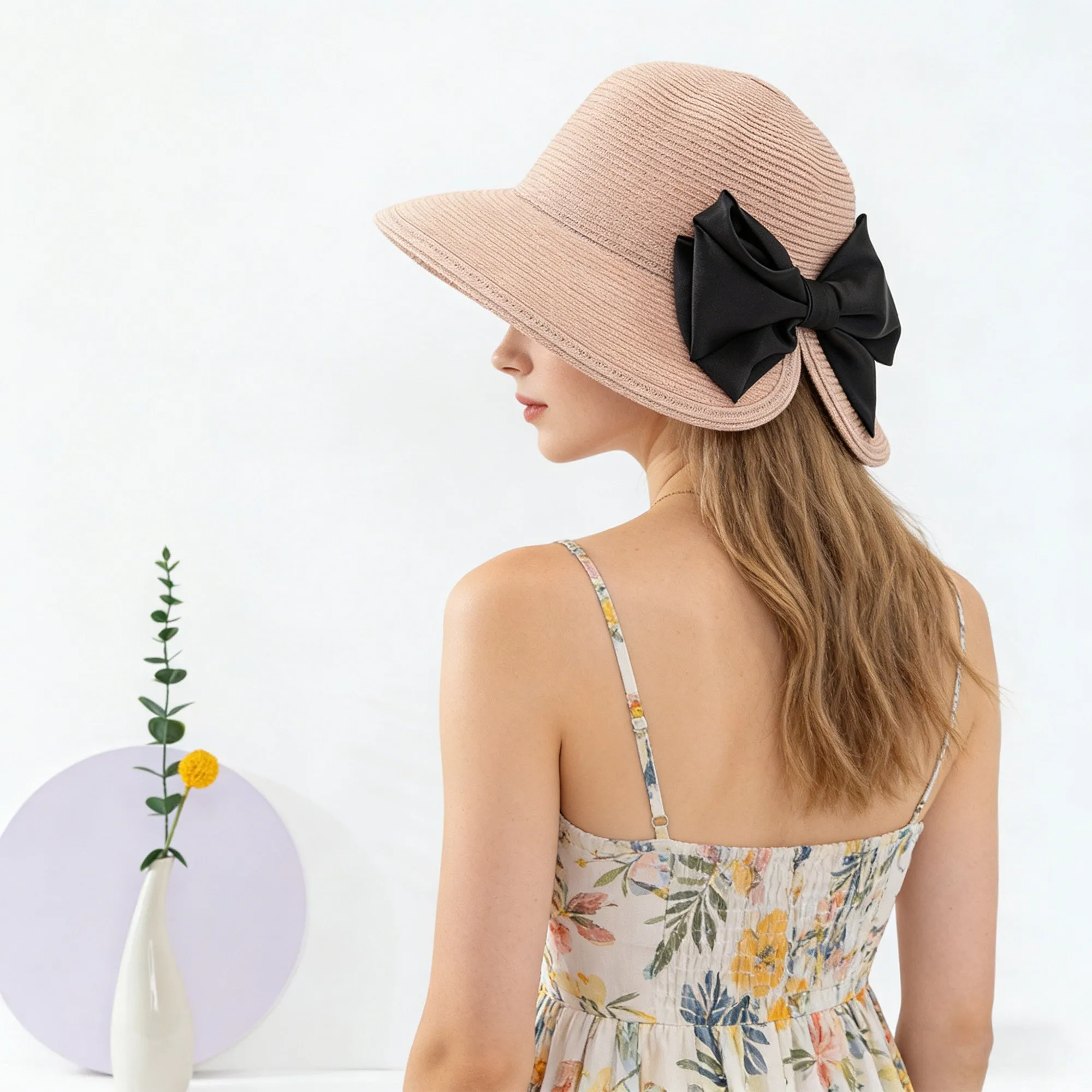 Anna-Kaci Womens Elegant Straw Sun Hat with Soft Bow Detail sold by Anna-Kaci product image thumbnail 4