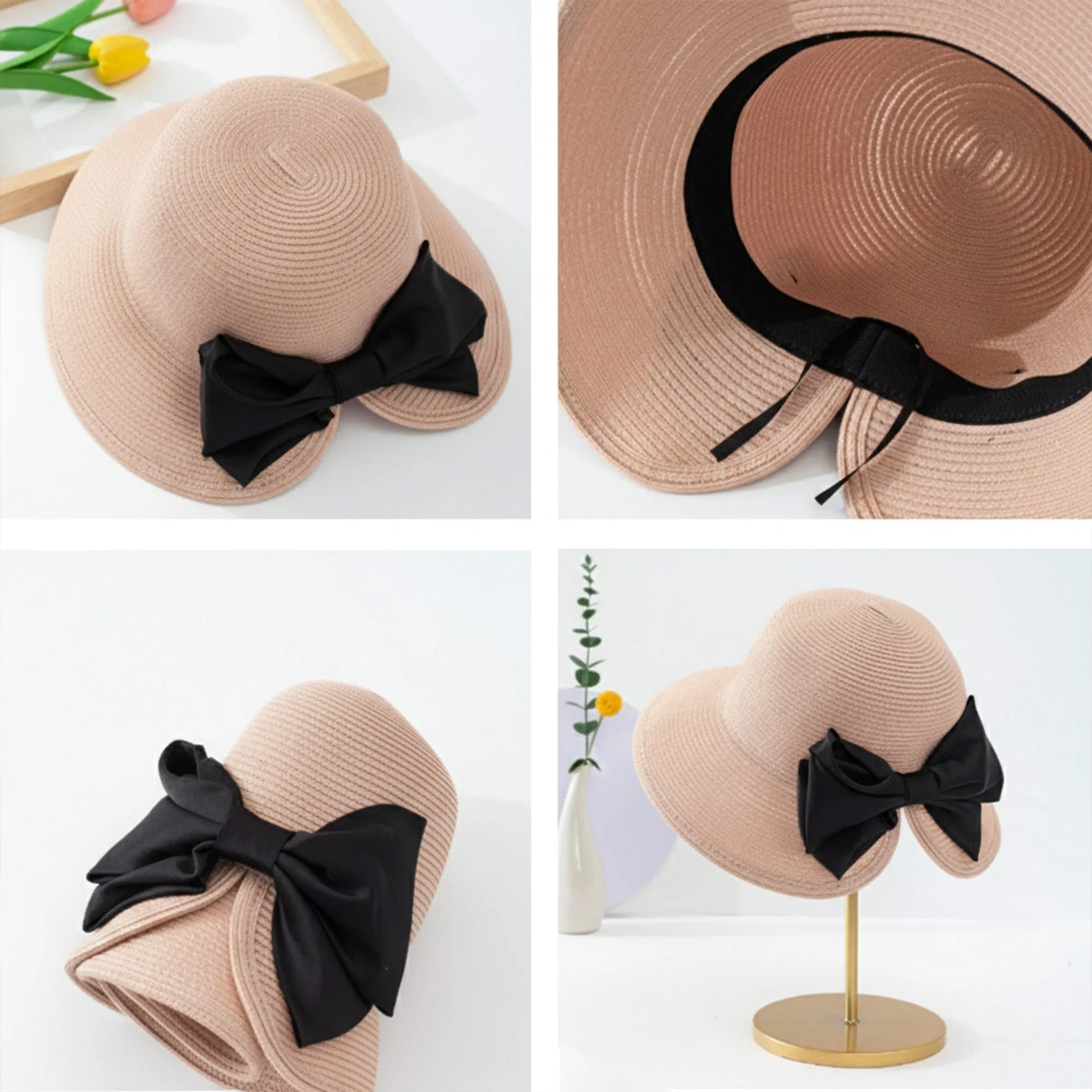 Anna-Kaci Womens Elegant Straw Sun Hat with Soft Bow Detail sold by Anna-Kaci product image thumbnail 5