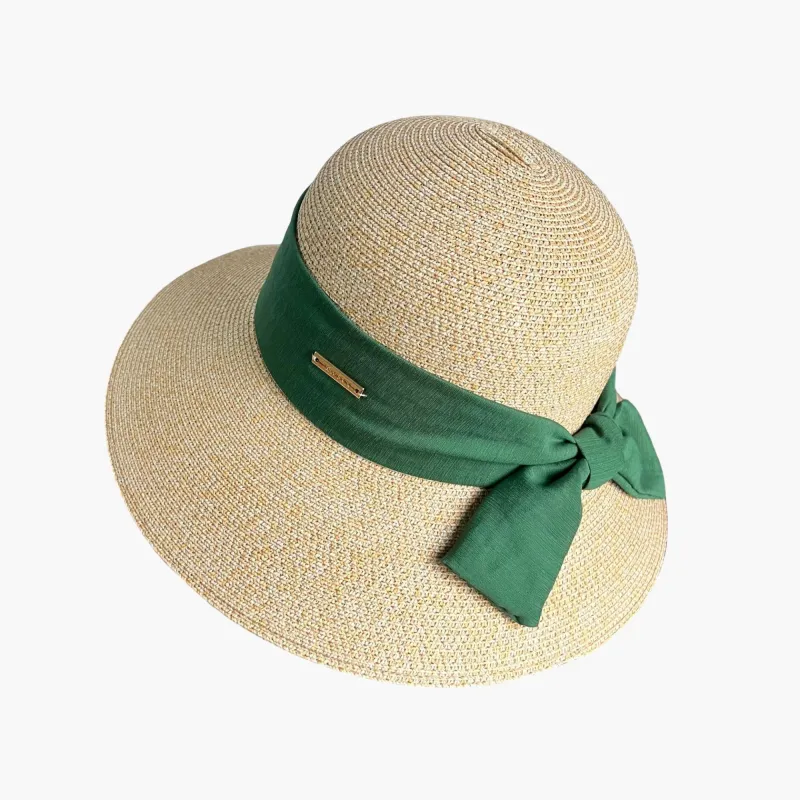 Anna-Kaci Womens Straw Sun Hat with Fabric Bow Detail Lightweight Summer Hat made by Anna-Kaci