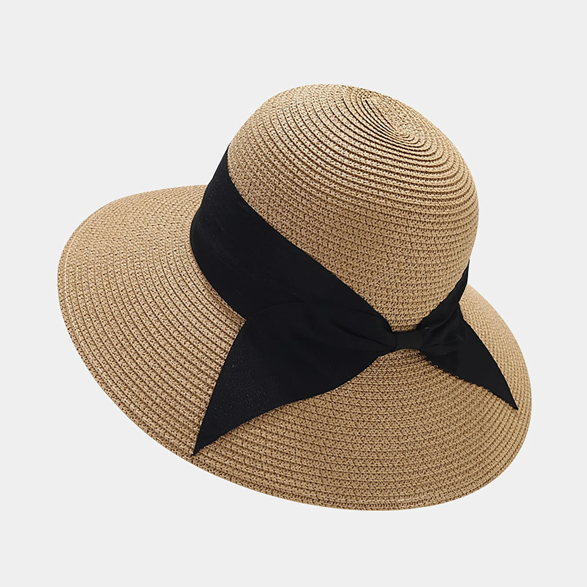 Anna-Kaci Womens Wide Brim Straw Sun Hat with Ribbon Bow Lightweight Packable Design sold by Anna-Kaci
