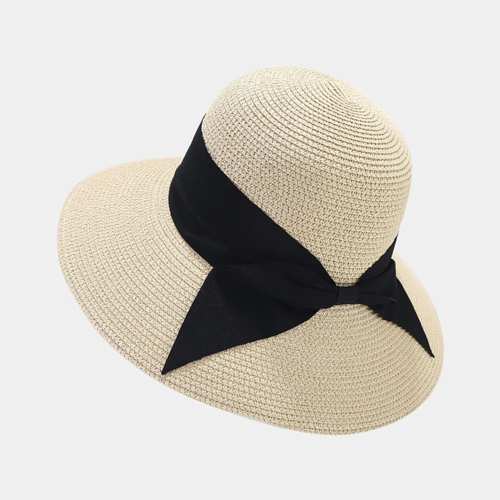 Anna-Kaci Womens Wide Brim Straw Sun Hat with Ribbon Bow Lightweight Packable Design sold by Anna-Kaci product image thumbnail 5