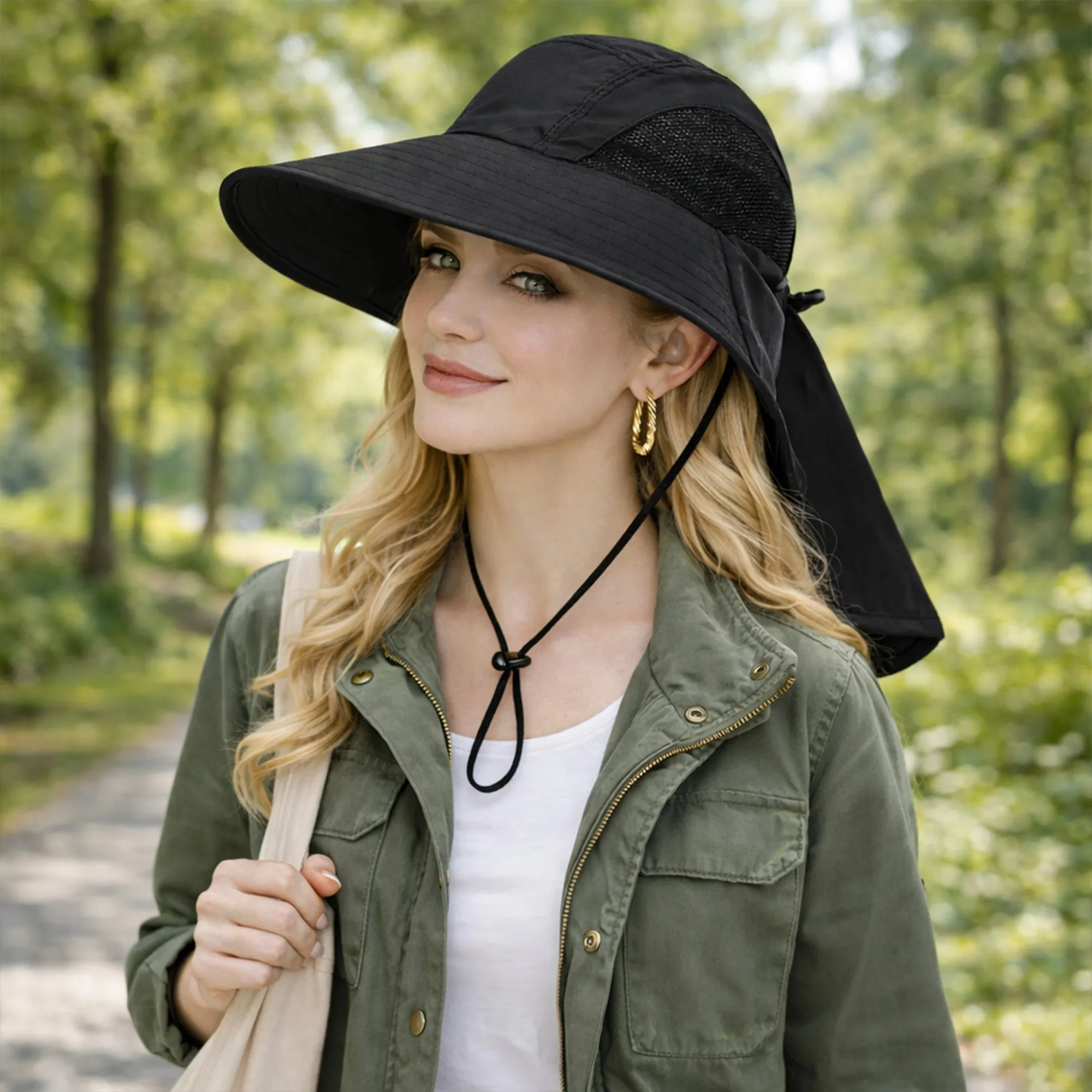 Anna-Kaci Wide Brim Sun Hat with Neck Flap UV Protection Lightweight Breathable Outdoor Hat sold by Anna-Kaci product image thumbnail 2