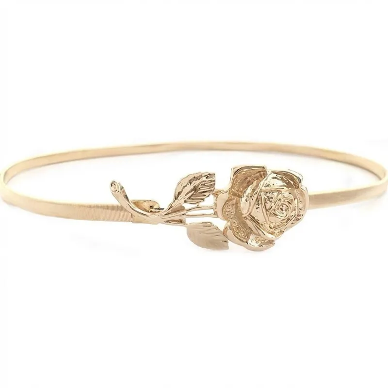 Anna-Kaci Women's Slim Floral Metal Waist Belt Delicate Rose Buckle Skinny Adjustable Dress Belt made by Anna-Kaci