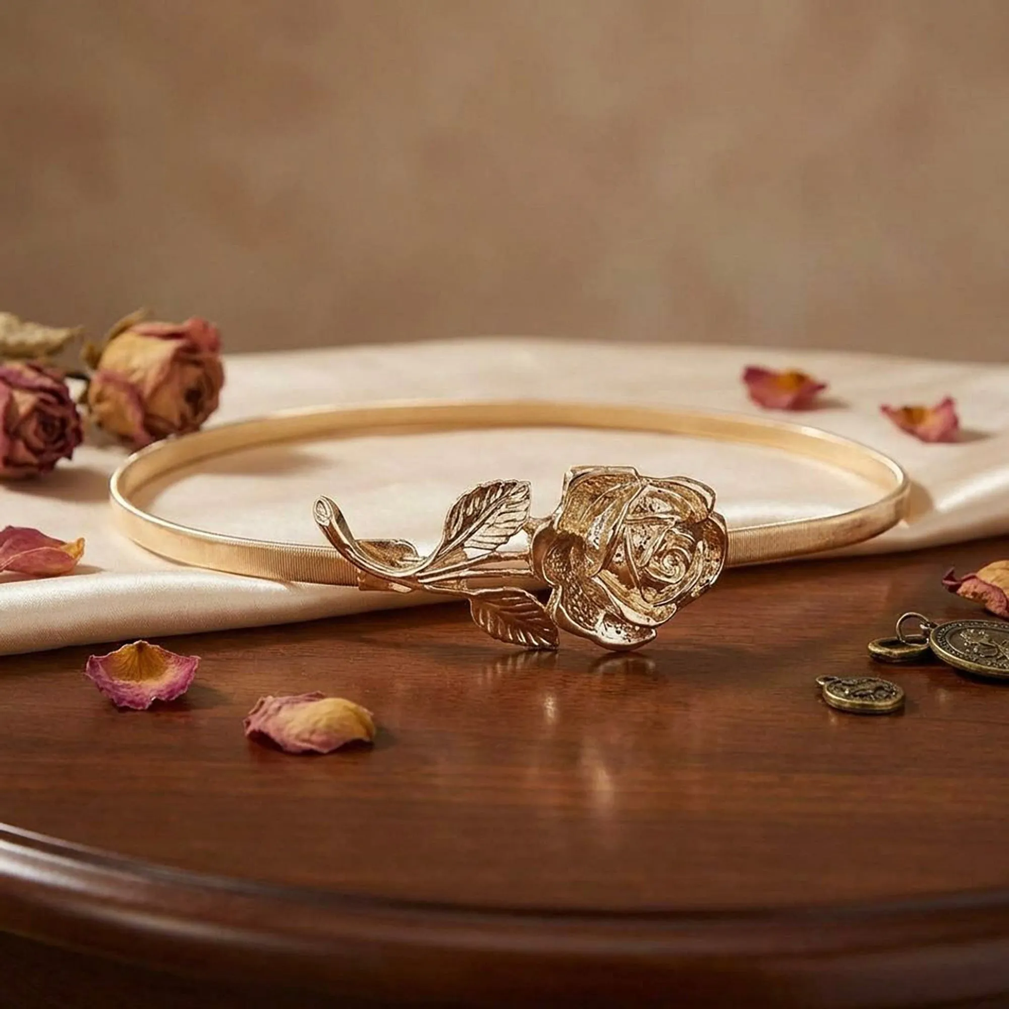 Anna-Kaci Women's Slim Floral Metal Waist Belt Delicate Rose Buckle Skinny Adjustable Dress Belt sold by Anna-Kaci product image thumbnail 2