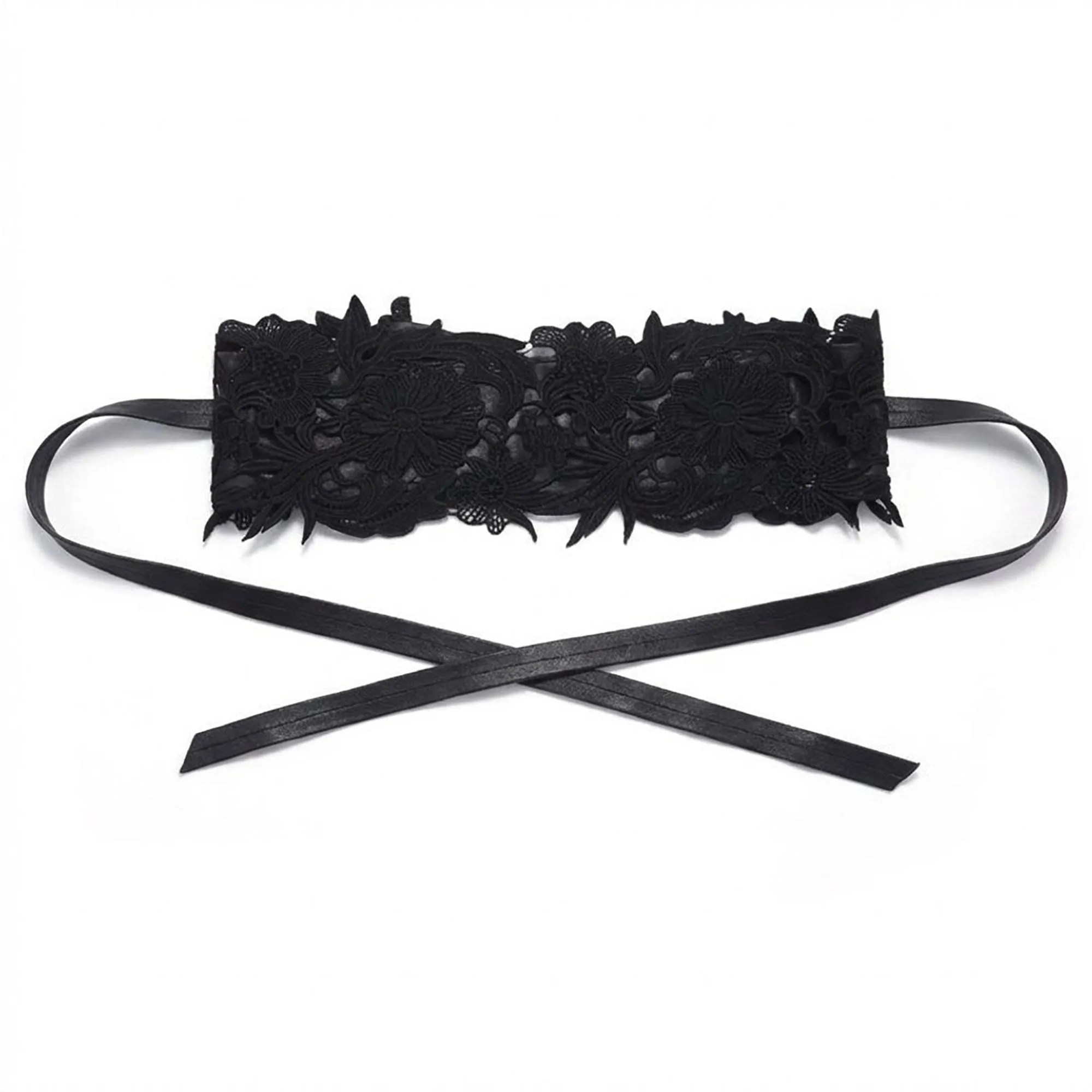 Anna-Kaci Women's Lace Corset Waist Belt Wide Floral Lace Cinch Belt Tie Front Adjustable Statement Belt sold by Anna-Kaci product image thumbnail 2